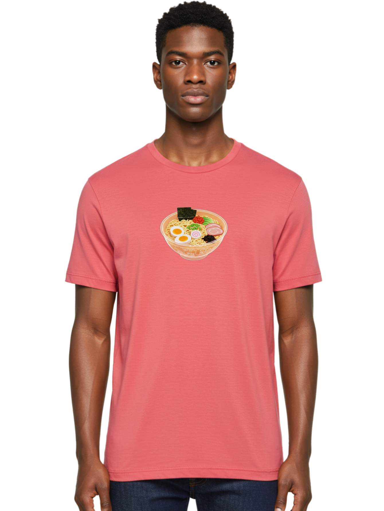 Ramen-2 Men'S Graphic Tee, 100% Cotton, Comfortable Casual Summer Wear, Machine Washable, Steaming Bowl Of Ramen, Noodles, Boiled Egg, Sliced Pork, Green Onions, Seaweed, Red Pepper, Savory Dish, Asian Cuisine, Comfort Food, Delicious Meal, Bab282