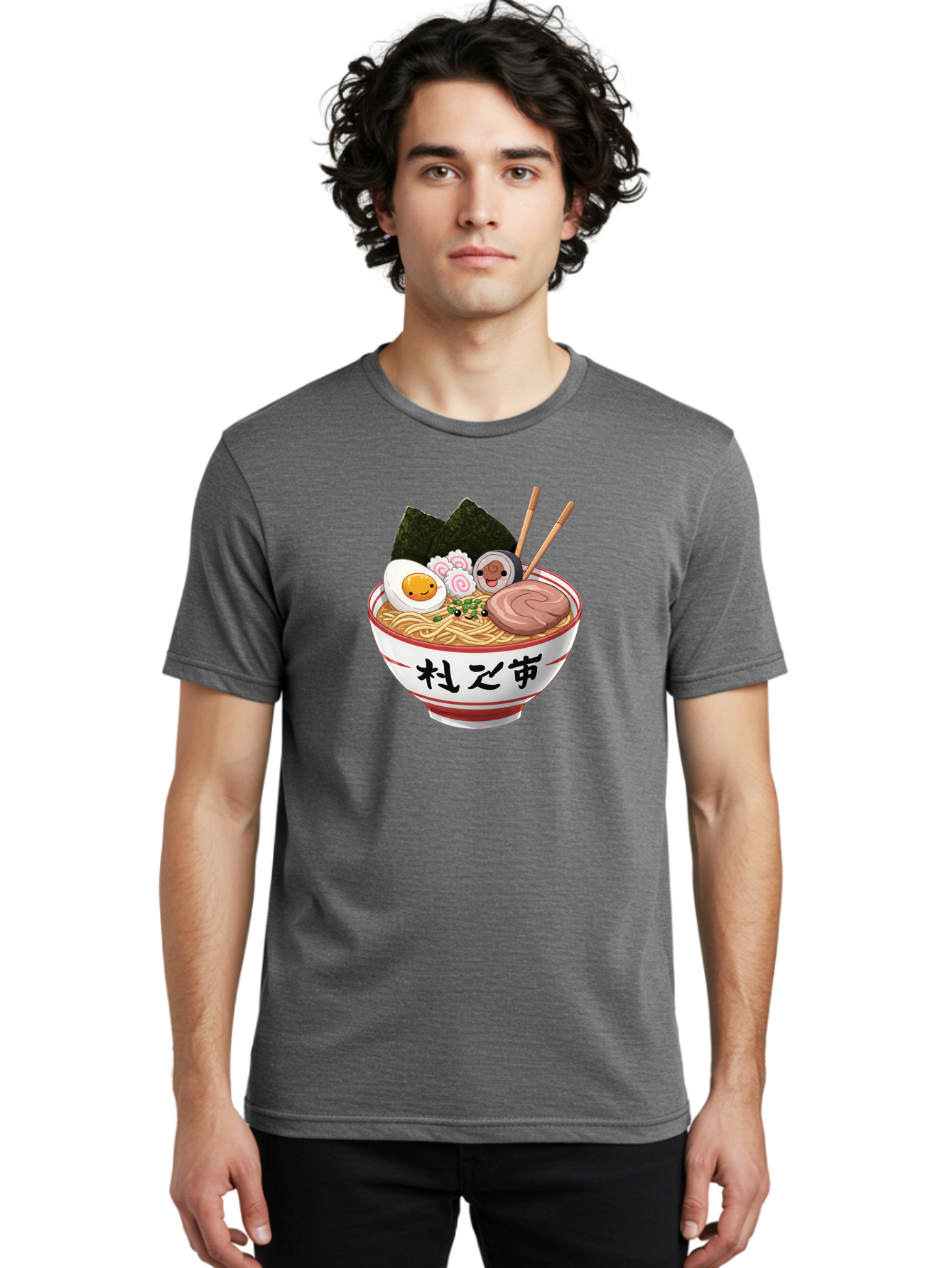 Ramen-4 Men'S Graphic Tee, 100% Cotton, Comfortable Casual Summer Wear, Machine Washable, Steaming Hot Ramen, Delicious Asian Noodle Soup, Appetizing Meal, Japanese Cuisine, Savory Flavors, Tasty Ingredients, Cartoon Style, Cute Food, Noodles, Bab284