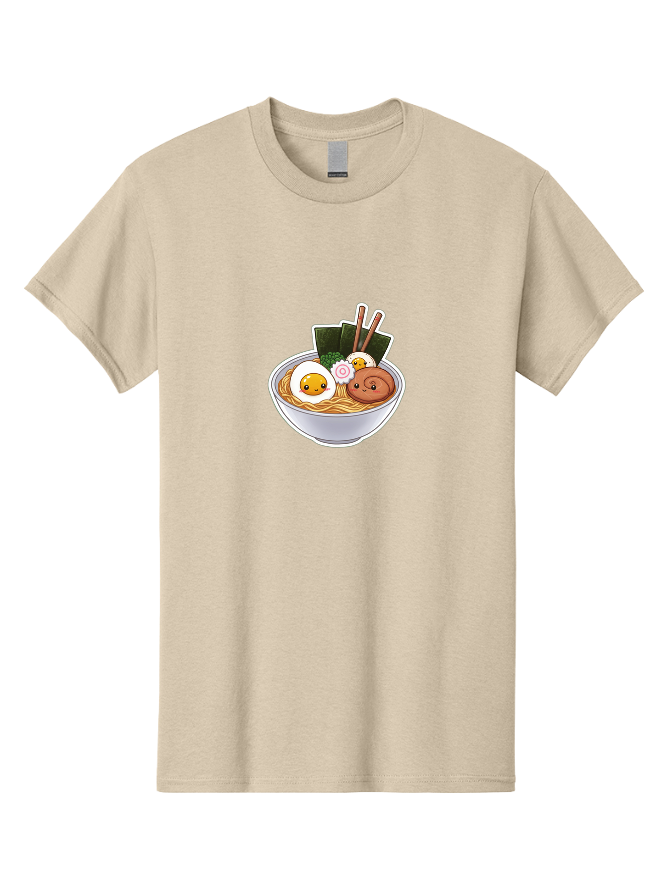 Ramen-5 Men'S Graphic Tee, 100% Cotton, Comfortable Casual Summer Wear, Machine Washable, Ramen Noodles, Cartoon Egg, Boiled Egg, Smiling Egg, Seaweed, Chopsticks, Cartoon Ramen, Japanese Food, Animated Meal, Noodle Soup Bab285