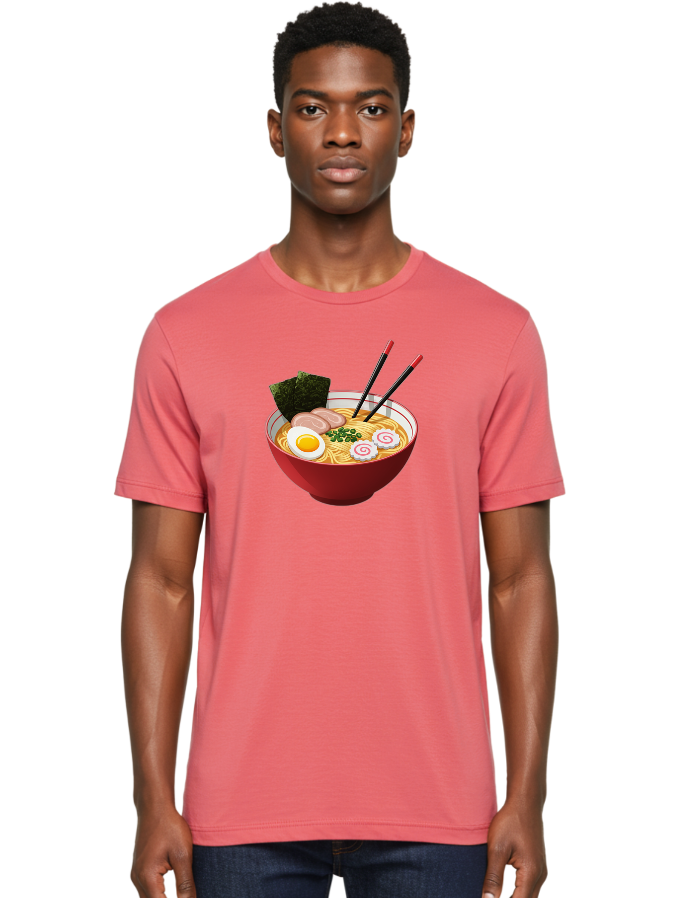 Ramen-6 Men'S Graphic Tee, 100% Cotton, Comfortable Casual Summer Wear, Machine Washable, Steaming Hot Ramen, Japanese Cuisine, Noodle Soup, Boiled Egg, Sliced Pork, Green Onions, Seaweed, Chopsticks, Savory Broth, Comforting Meal, Bab286