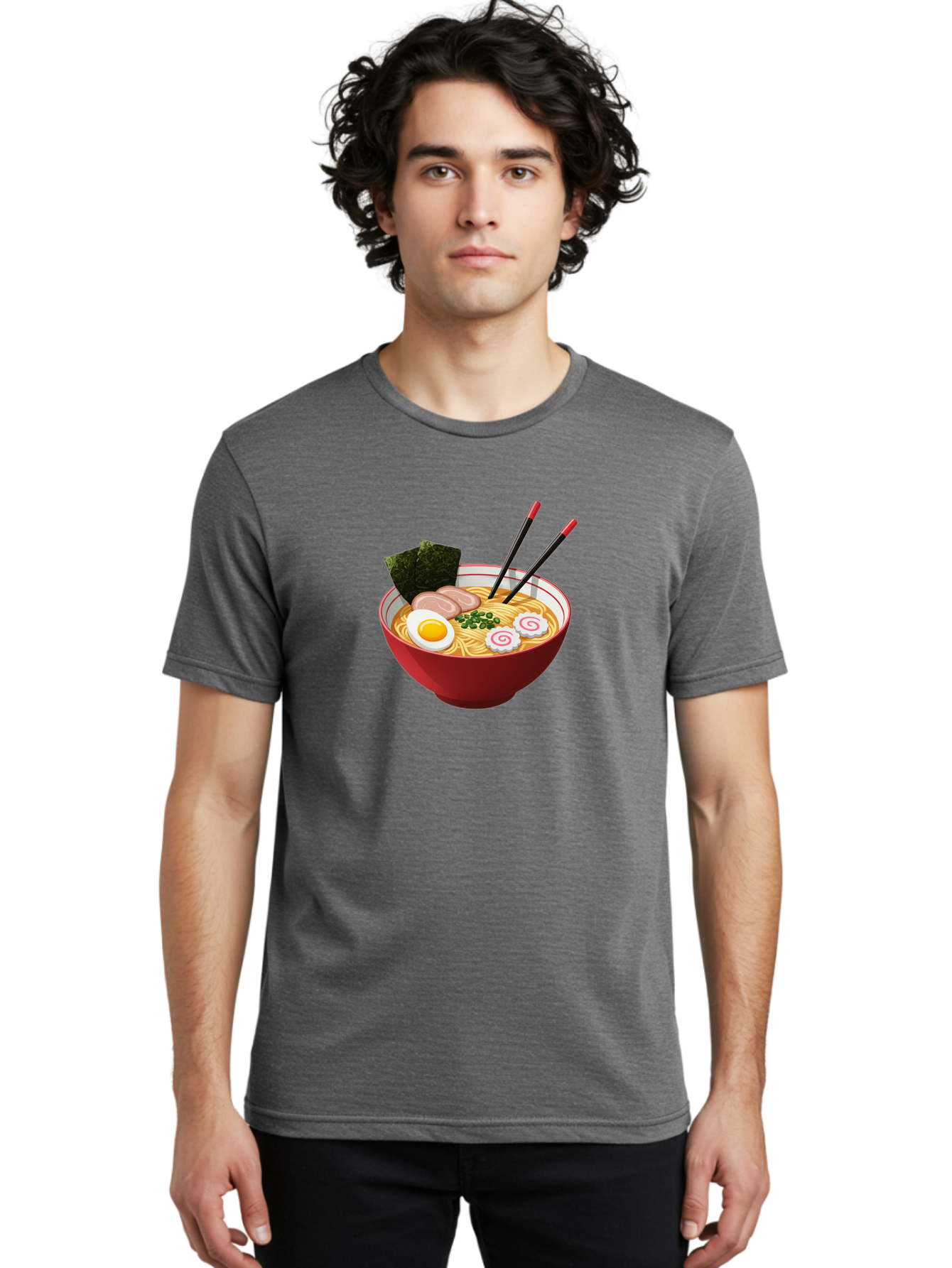 Ramen-6 Men'S Graphic Tee, 100% Cotton, Comfortable Casual Summer Wear, Machine Washable, Steaming Hot Ramen, Japanese Cuisine, Noodle Soup, Boiled Egg, Sliced Pork, Green Onions, Seaweed, Chopsticks, Savory Broth, Comforting Meal, Bab286
