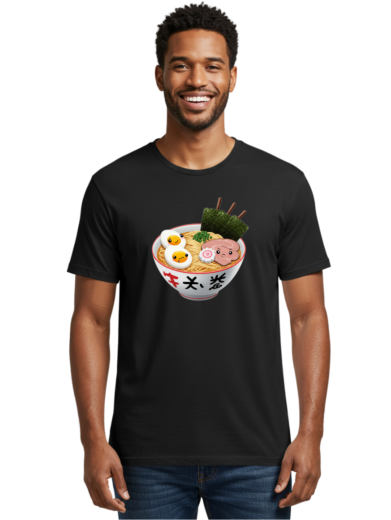 Ramen-7 Men'S Graphic Tee, 100% Cotton, Comfortable Casual Summer Wear, Machine Washable, Steaming Hot Ramen, Boiled Egg, Sliced Pork, Green Onions, Fish Cake, Seaweed, Asian Cuisine, Noodle Soup, Savory Flavors, Japanese Food Bab287