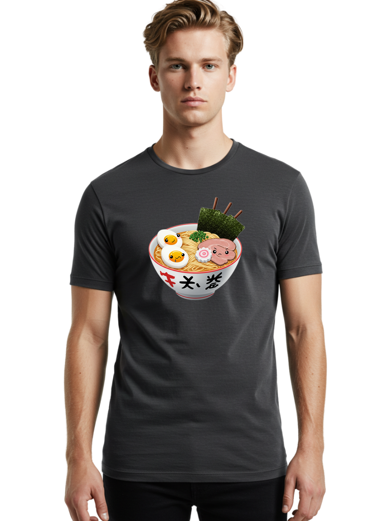 Ramen-7 Men'S Graphic Tee, 100% Cotton, Comfortable Casual Summer Wear, Machine Washable, Steaming Hot Ramen, Boiled Egg, Sliced Pork, Green Onions, Fish Cake, Seaweed, Asian Cuisine, Noodle Soup, Savory Flavors, Japanese Food Bab287