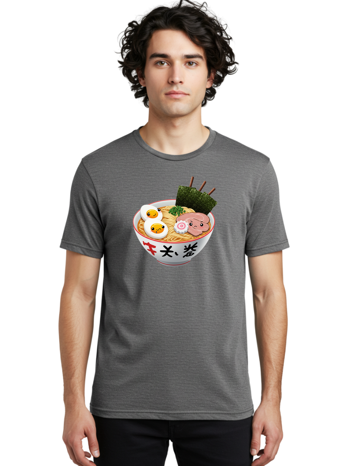 Ramen-7 Men'S Graphic Tee, 100% Cotton, Comfortable Casual Summer Wear, Machine Washable, Steaming Hot Ramen, Boiled Egg, Sliced Pork, Green Onions, Fish Cake, Seaweed, Asian Cuisine, Noodle Soup, Savory Flavors, Japanese Food Bab287