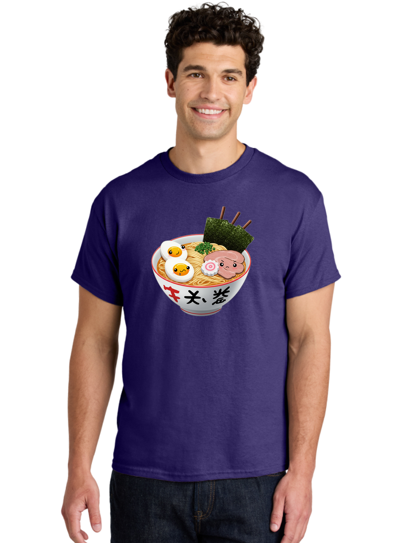 Ramen-7 Men'S Graphic Tee, 100% Cotton, Comfortable Casual Summer Wear, Machine Washable, Steaming Hot Ramen, Boiled Egg, Sliced Pork, Green Onions, Fish Cake, Seaweed, Asian Cuisine, Noodle Soup, Savory Flavors, Japanese Food Bab287