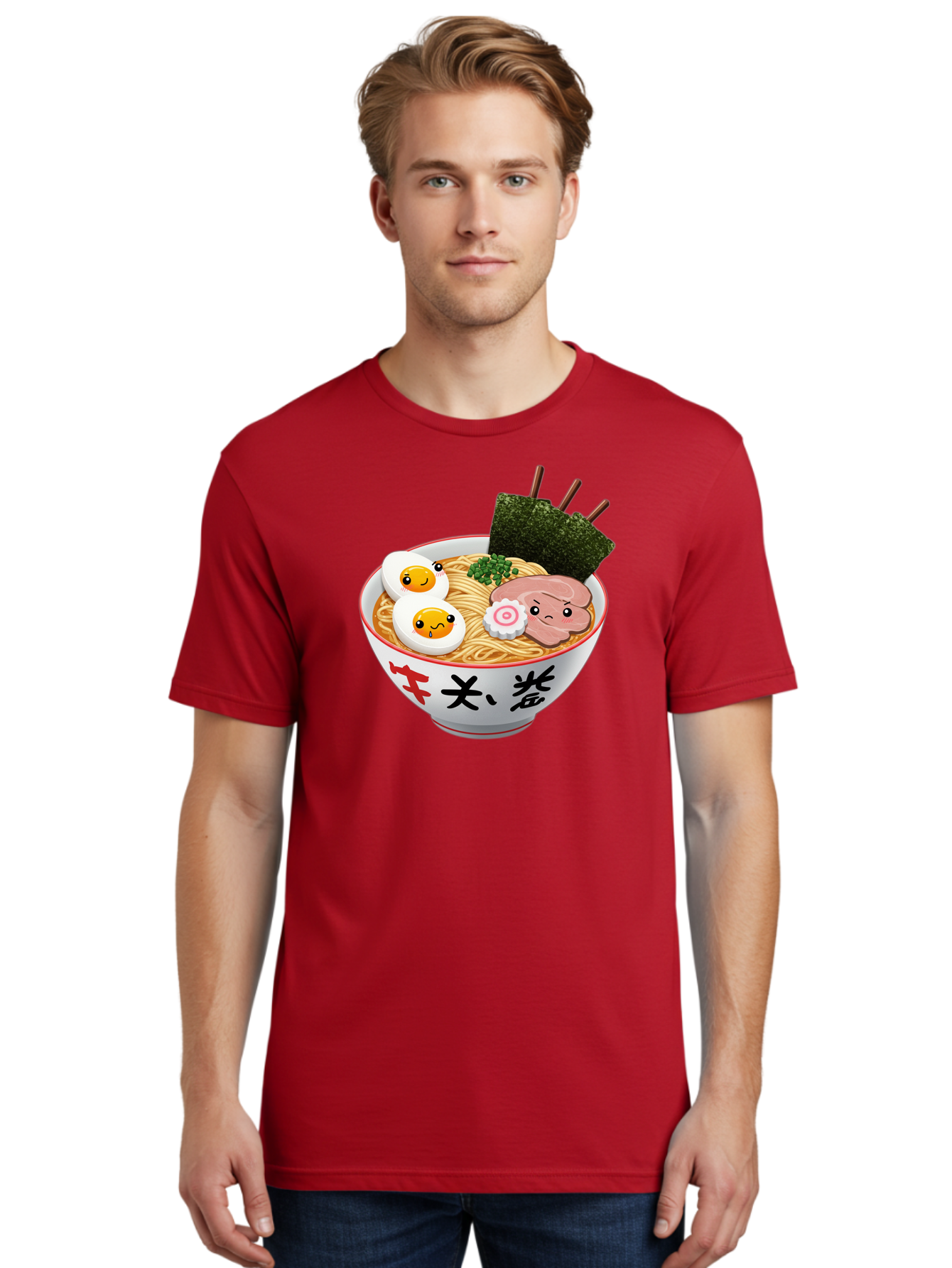 Ramen-7 Men'S Graphic Tee, 100% Cotton, Comfortable Casual Summer Wear, Machine Washable, Steaming Hot Ramen, Boiled Egg, Sliced Pork, Green Onions, Fish Cake, Seaweed, Asian Cuisine, Noodle Soup, Savory Flavors, Japanese Food Bab287