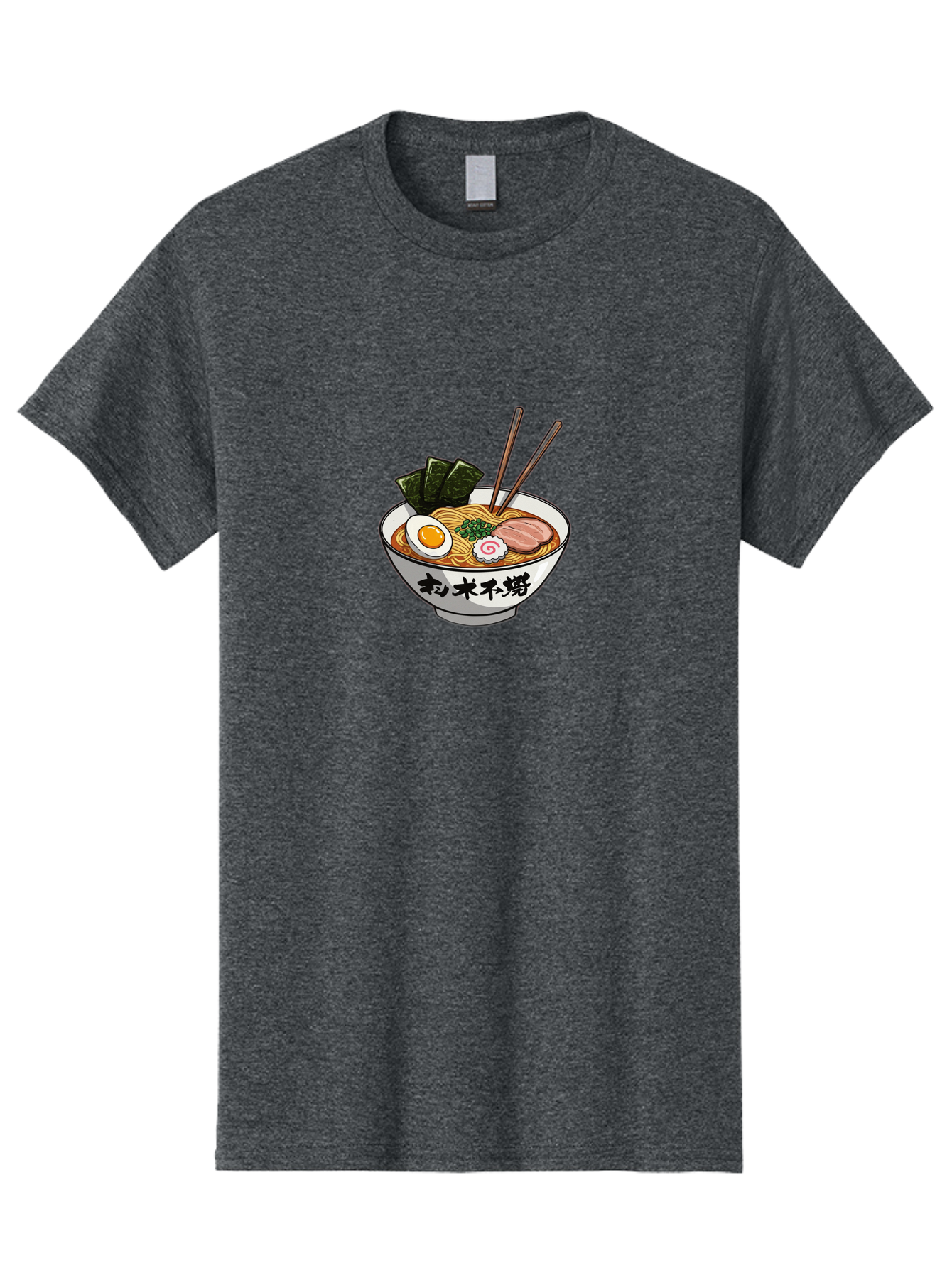 Ramen-8 Men'S Graphic Tee, 100% Cotton, Comfortable Casual Summer Wear, Machine Washable, Steaming Bowl Of Ramen, Boiled Egg, Pork Slice, Seaweed, Green Onions, Spiral Fish Cake, Chopsticks, Black Kanji On Bowl, Japanese Cuisine, Savory Broth, Bab288