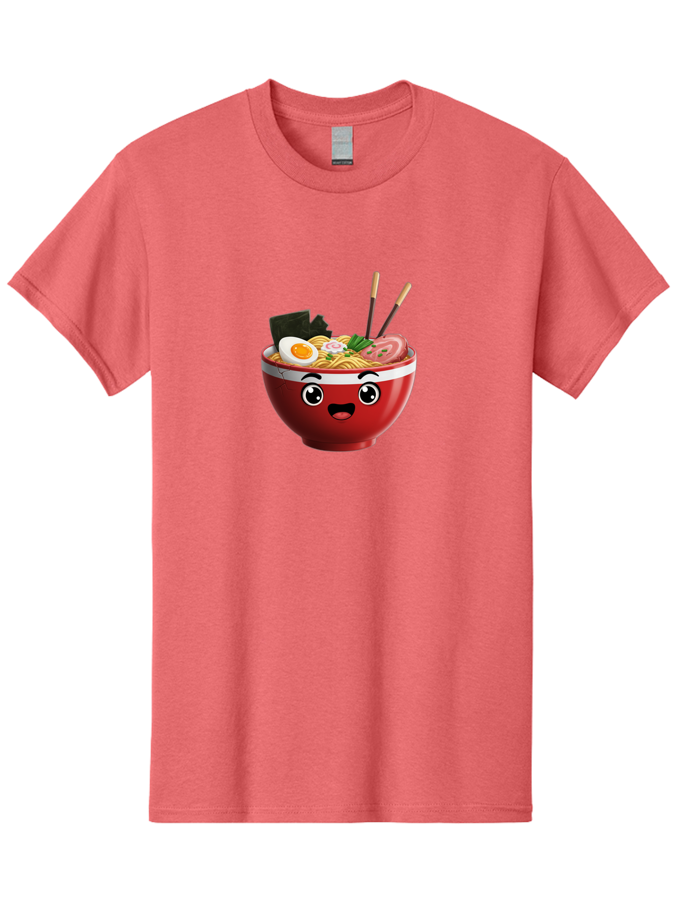 Ramen-Bowl-1 Men'S Graphic Tee, 100% Cotton, Comfortable Casual Summer Wear, Machine Washable, Cartoon Ramen, Steaming Hot Noodles, Sliced Pork, Boiled Egg, Seaweed, Chopsticks, Kawaii Food, Japanese Cuisine, Animated Meal, Fun Illustration, Bab291