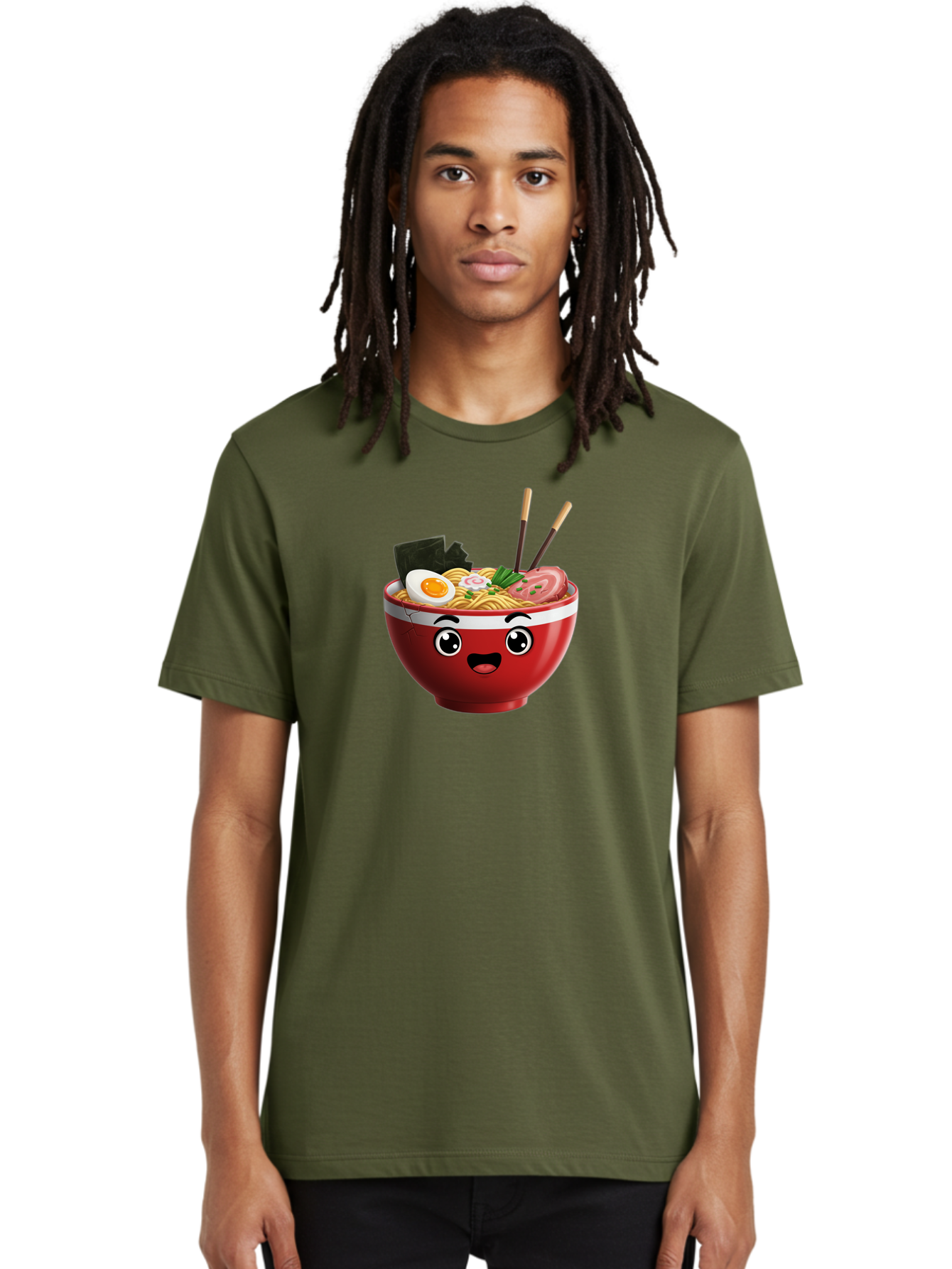 Ramen-Bowl-1 Men'S Graphic Tee, 100% Cotton, Comfortable Casual Summer Wear, Machine Washable, Cartoon Ramen, Steaming Hot Noodles, Sliced Pork, Boiled Egg, Seaweed, Chopsticks, Kawaii Food, Japanese Cuisine, Animated Meal, Fun Illustration, Bab291
