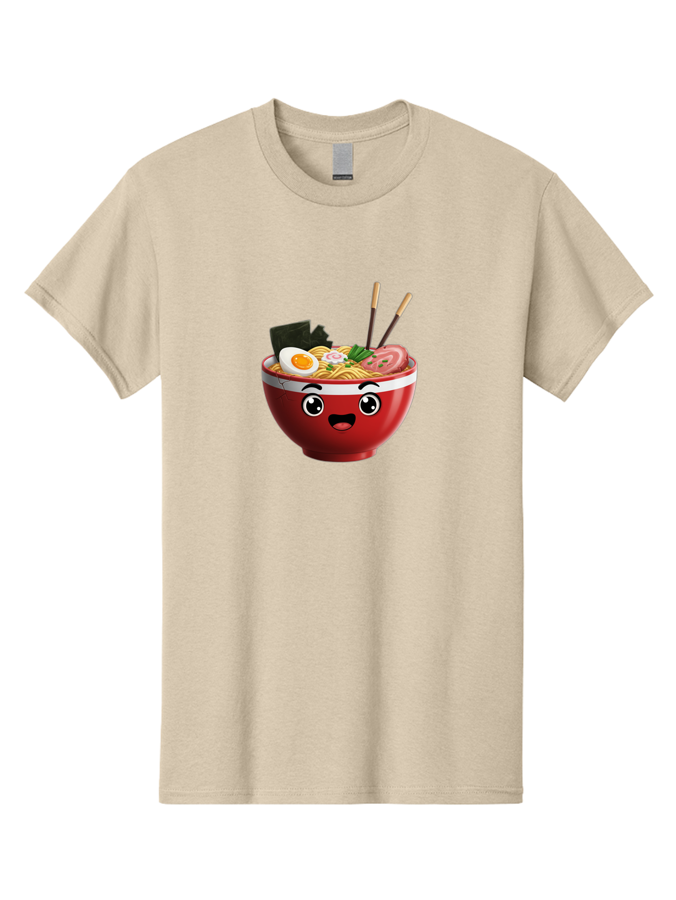 Ramen-Bowl-1 Men'S Graphic Tee, 100% Cotton, Comfortable Casual Summer Wear, Machine Washable, Cartoon Ramen, Steaming Hot Noodles, Sliced Pork, Boiled Egg, Seaweed, Chopsticks, Kawaii Food, Japanese Cuisine, Animated Meal, Fun Illustration, Bab291