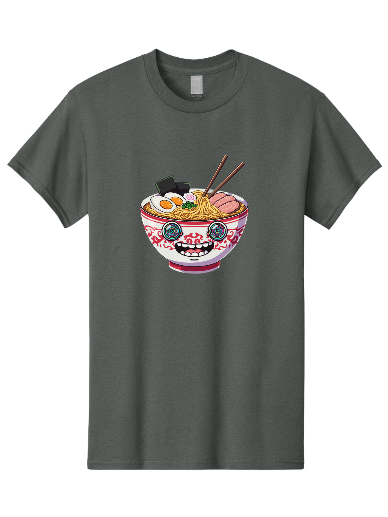 Ramen-Bowl-3 Men'S Graphic Tee, 100% Cotton, Comfortable Casual Summer Wear, Machine Washable, Cartoon Ramen, Bowl Of Noodles, Japanese Food, Noodle Soup, Eggs, Meat, Chopsticks, Kawaii Style, Anime-Inspired, Food Illustration, Colorful Dish, Bab293