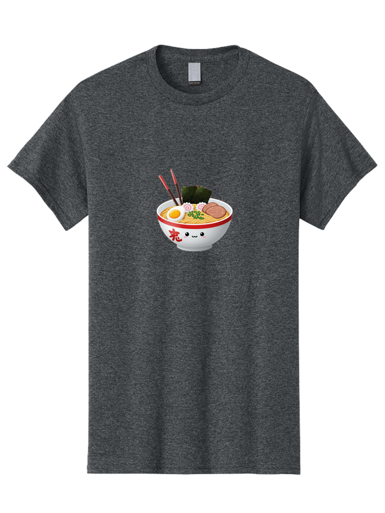 Ramen-Bowl-6 Men'S Graphic Tee, 100% Cotton, Comfortable Casual Summer Wear, Machine Washable, Bowl Of Ramen, Japanese Noodles, Boiled Egg, Green Onions, Seaweed, Sausage, Chopsticks, Anime Food, Kawaii, Cartoon Style, Food Illustration Bab296