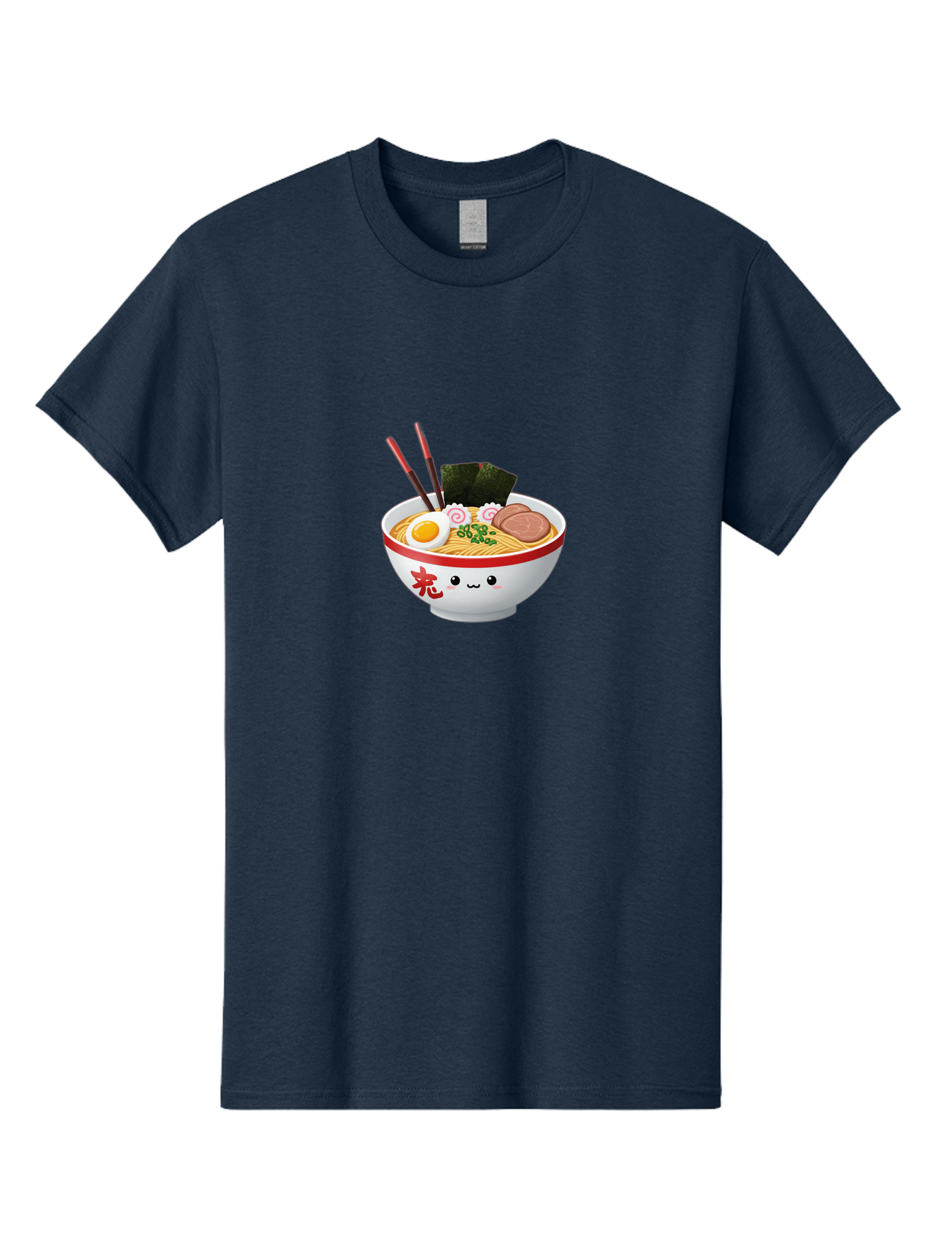 Ramen-Bowl-6 Men'S Graphic Tee, 100% Cotton, Comfortable Casual Summer Wear, Machine Washable, Bowl Of Ramen, Japanese Noodles, Boiled Egg, Green Onions, Seaweed, Sausage, Chopsticks, Anime Food, Kawaii, Cartoon Style, Food Illustration Bab296