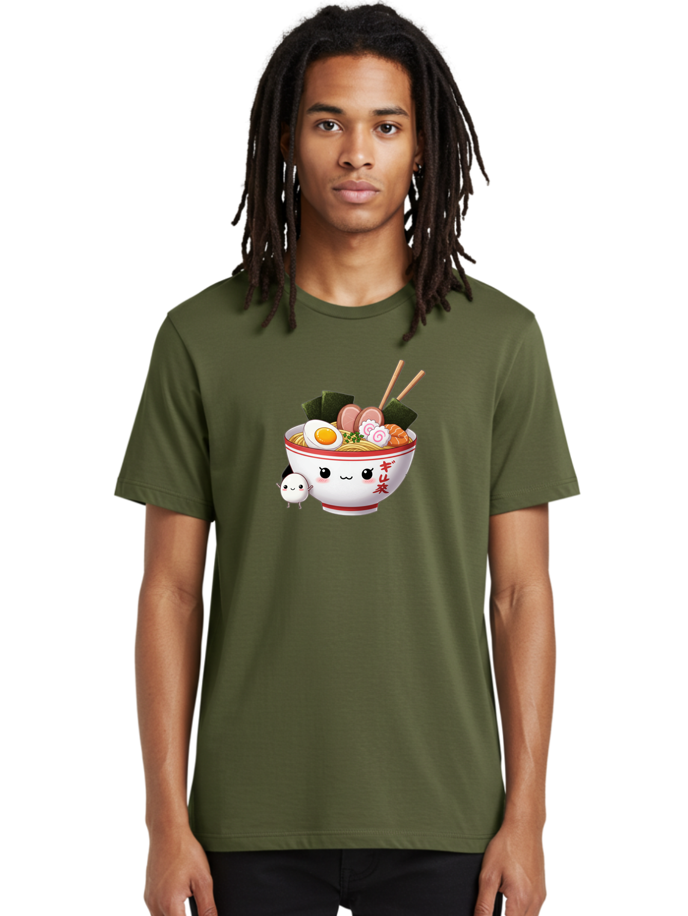 Ramen-Bowl-8 Men'S Graphic Tee, 100% Cotton, Comfortable Casual Summer Wear, Machine Washable, Kawaii Ramen, Steaming Hot Noodles, Boiled Egg, Sliced Pork, Seaweed, Japanese Cuisine, Cartoon Food, Ramen Character, Adorable Illustration, Bab298