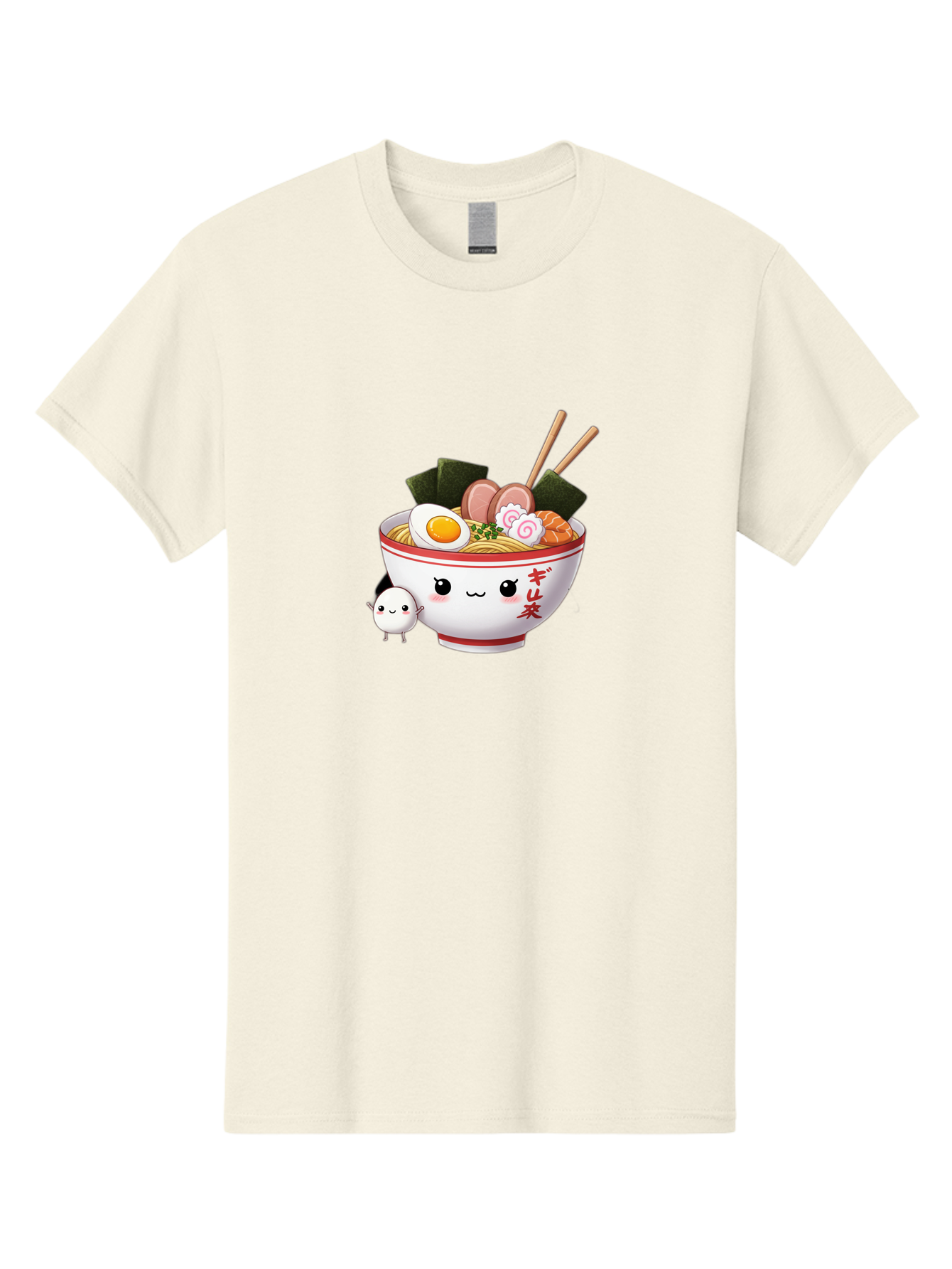 Ramen-Bowl-8 Men'S Graphic Tee, 100% Cotton, Comfortable Casual Summer Wear, Machine Washable, Kawaii Ramen, Steaming Hot Noodles, Boiled Egg, Sliced Pork, Seaweed, Japanese Cuisine, Cartoon Food, Ramen Character, Adorable Illustration, Bab298