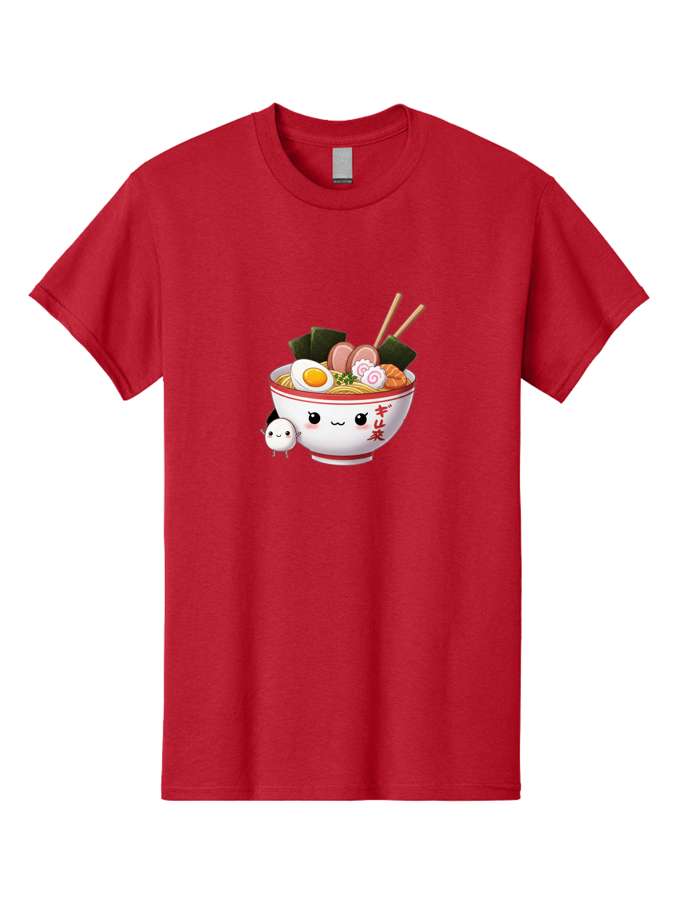 Ramen-Bowl-8 Men'S Graphic Tee, 100% Cotton, Comfortable Casual Summer Wear, Machine Washable, Kawaii Ramen, Steaming Hot Noodles, Boiled Egg, Sliced Pork, Seaweed, Japanese Cuisine, Cartoon Food, Ramen Character, Adorable Illustration, Bab298