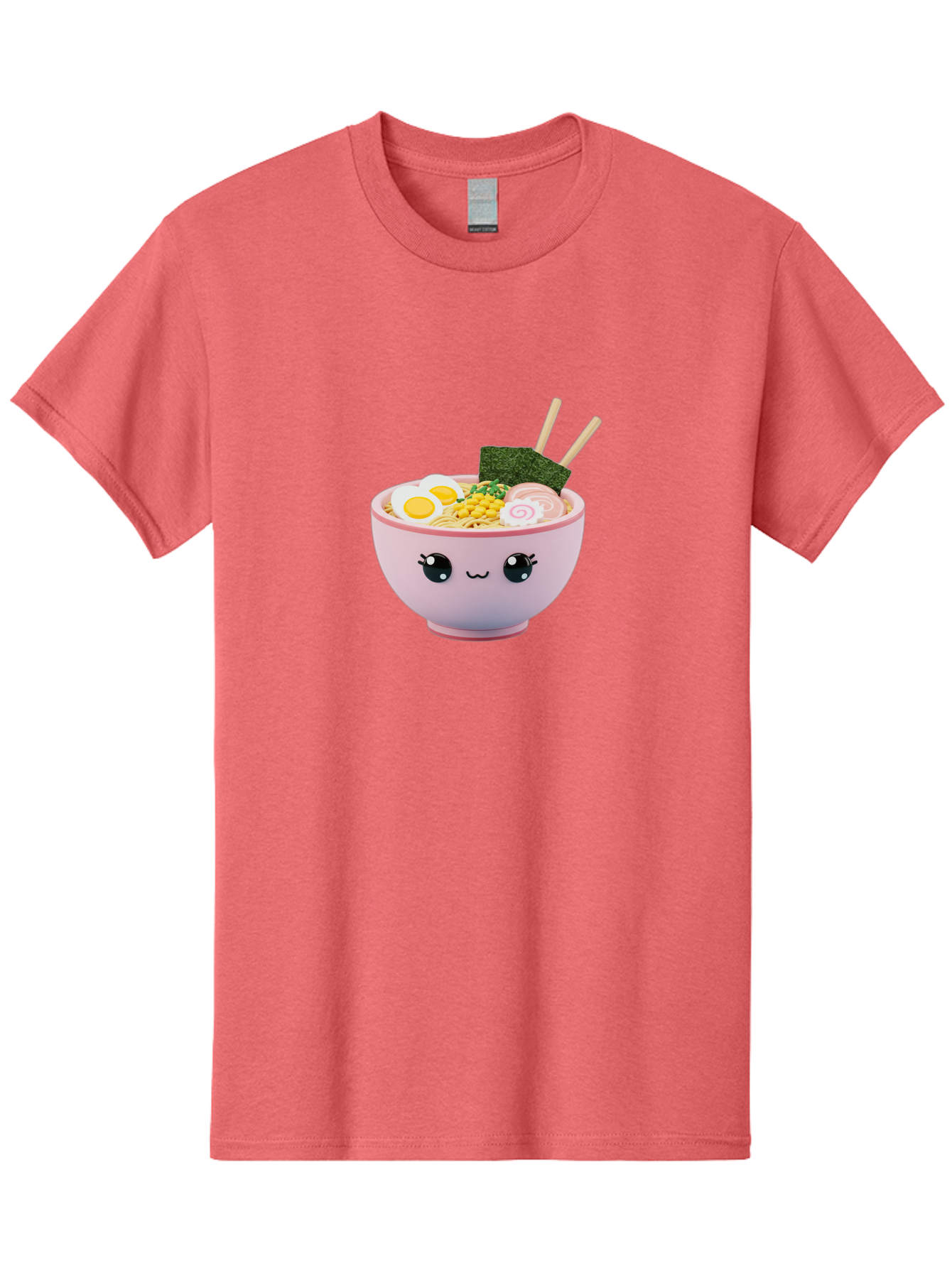 Ramen-Bowl Men'S Graphic Tee, 100% Cotton, Comfortable Casual Summer Wear, Machine Washable, Delicious Ramen, Steaming Hot Noodles, Cartoon Bowl, Kawaii Food, Japanese Cuisine, Tasty Meal, Cute Dish, Boiled Egg, Seaweed, Chopsticks Bab300