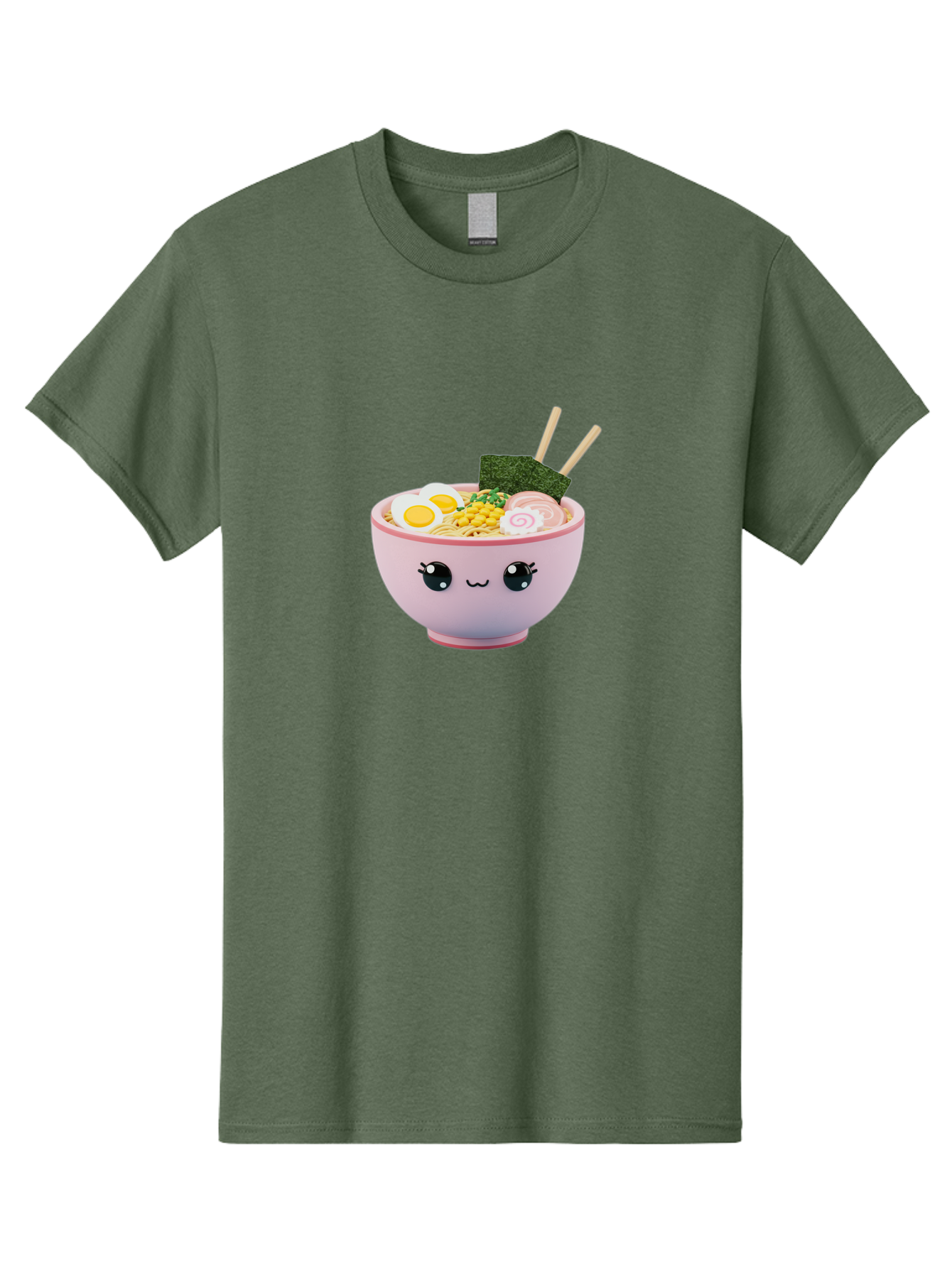 Ramen-Bowl Men'S Graphic Tee, 100% Cotton, Comfortable Casual Summer Wear, Machine Washable, Delicious Ramen, Steaming Hot Noodles, Cartoon Bowl, Kawaii Food, Japanese Cuisine, Tasty Meal, Cute Dish, Boiled Egg, Seaweed, Chopsticks Bab300