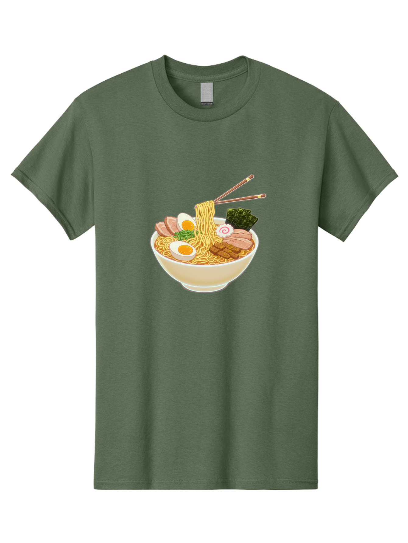 Ramen-Noodle-1 Men'S Graphic Tee, 100% Cotton, Comfortable Casual Summer Wear, Machine Washable, Delicious Ramen, Steaming Hot Noodles, Savory Pork Slices, Boiled Egg, Seaweed, Chopsticks, Japanese Cuisine, Noodle Soup, Comfort Food, Bab302