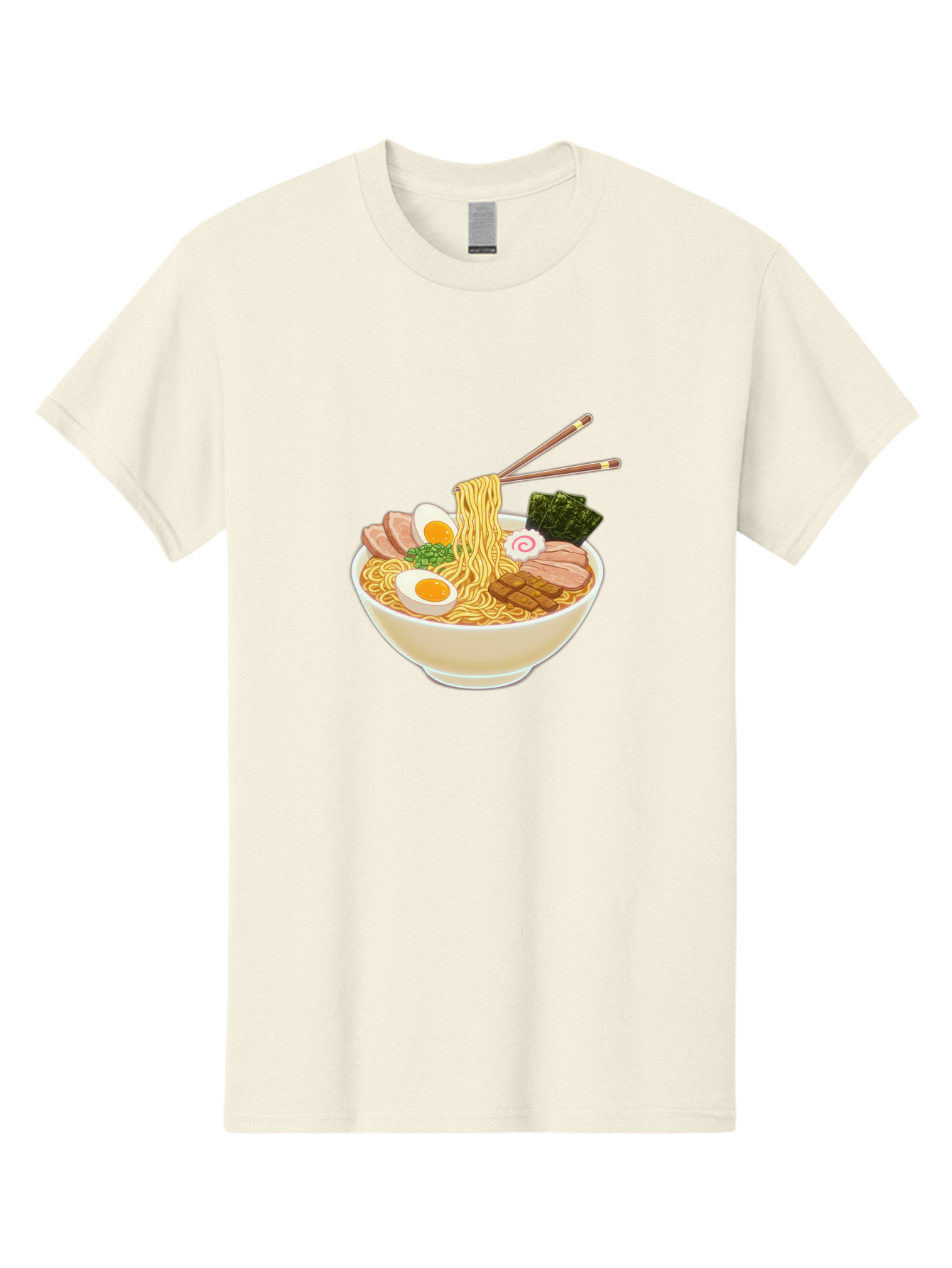 Ramen-Noodle-1 Men'S Graphic Tee, 100% Cotton, Comfortable Casual Summer Wear, Machine Washable, Delicious Ramen, Steaming Hot Noodles, Savory Pork Slices, Boiled Egg, Seaweed, Chopsticks, Japanese Cuisine, Noodle Soup, Comfort Food, Bab302
