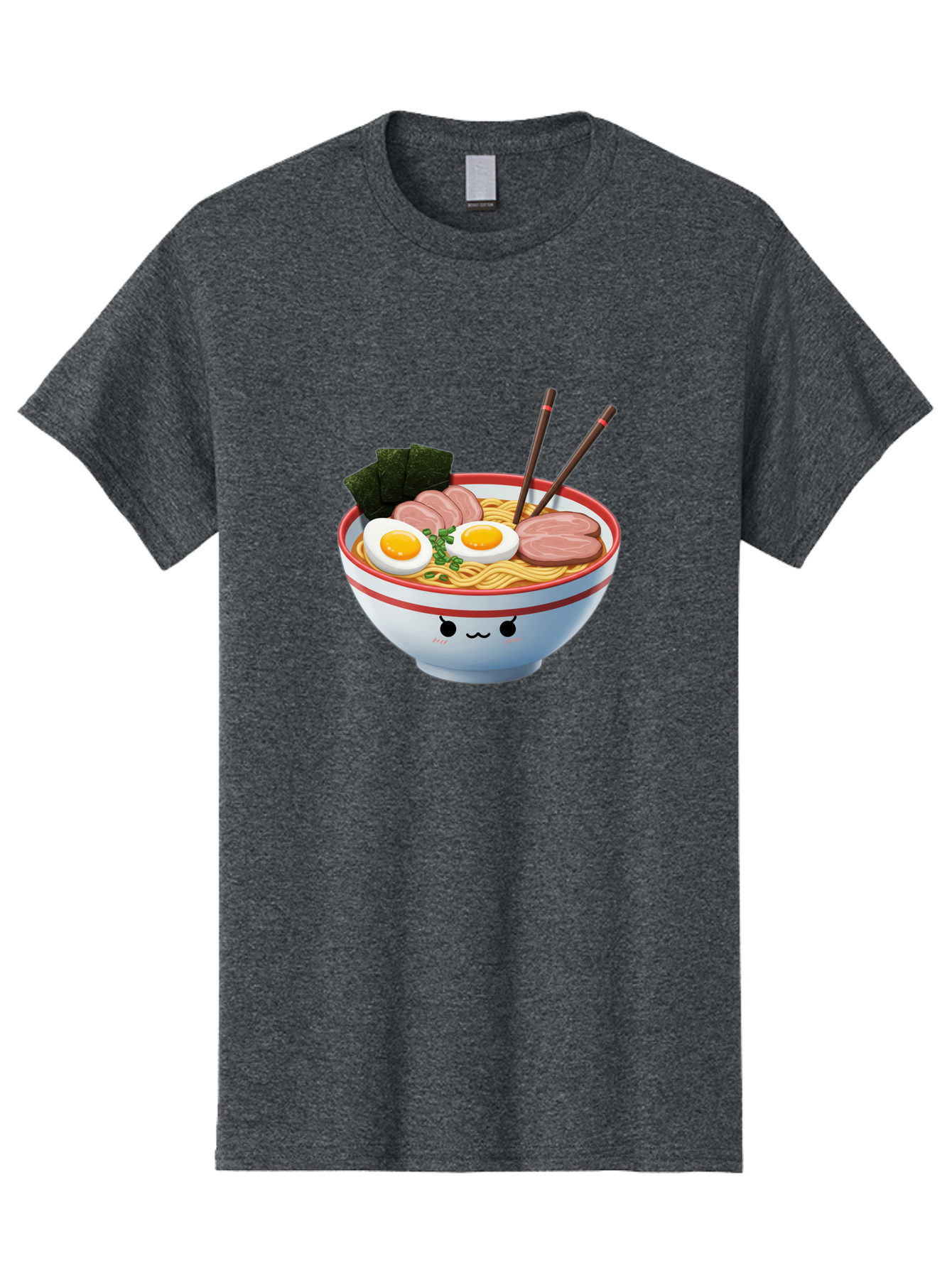 Ramen-Noodle-Bowl-1 Men'S Graphic Tee, 100% Cotton, Comfortable Casual Summer Wear, Machine Washable, Steaming Hot Ramen, Japanese Cuisine, Egg And Meat Toppings, Boiled Egg, Sliced Pork, Seaweed, Chopsticks, Kawaii Culture, Noodle Soup, Bab303