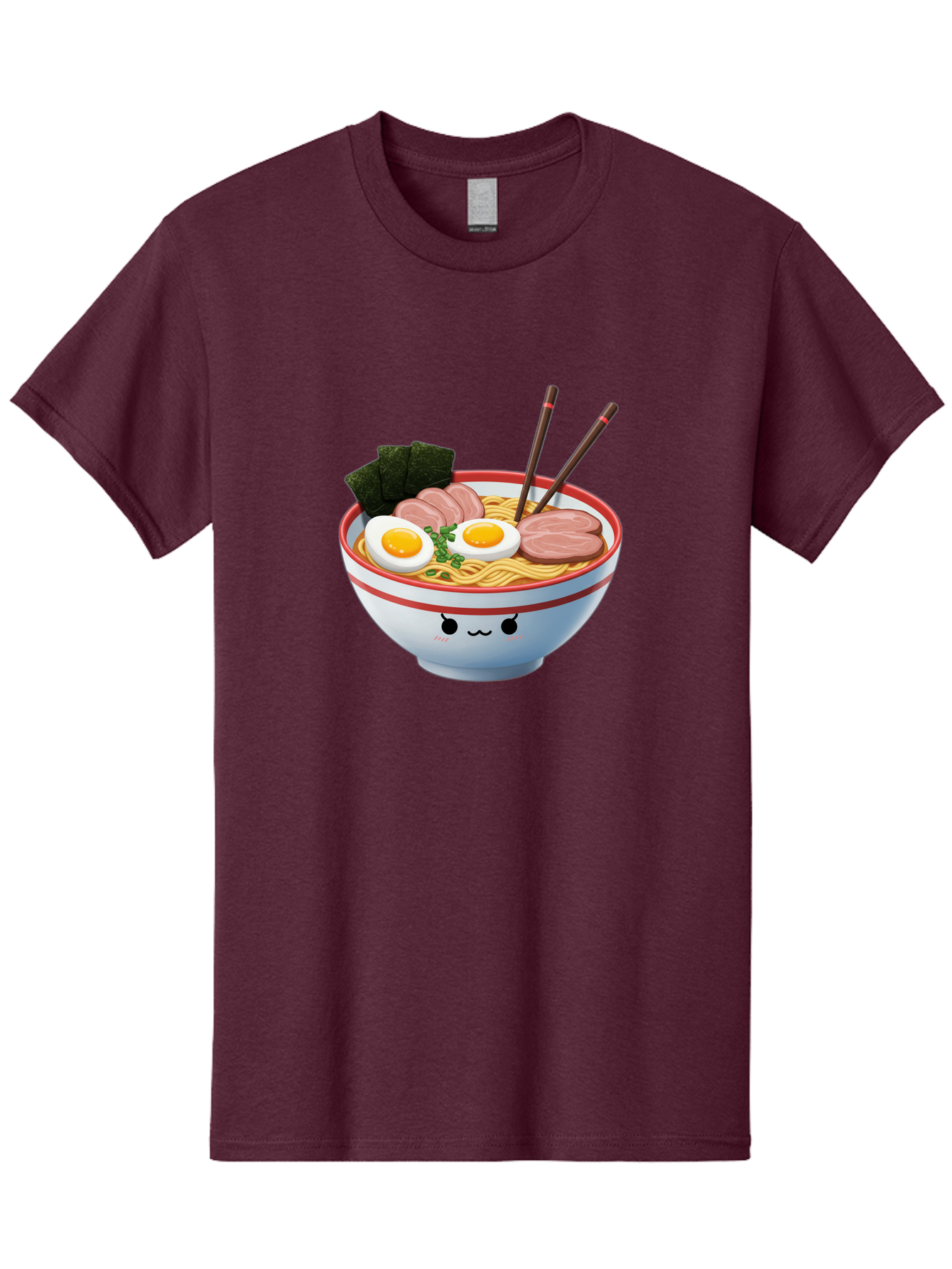 Ramen-Noodle-Bowl-1 Men'S Graphic Tee, 100% Cotton, Comfortable Casual Summer Wear, Machine Washable, Steaming Hot Ramen, Japanese Cuisine, Egg And Meat Toppings, Boiled Egg, Sliced Pork, Seaweed, Chopsticks, Kawaii Culture, Noodle Soup, Bab303