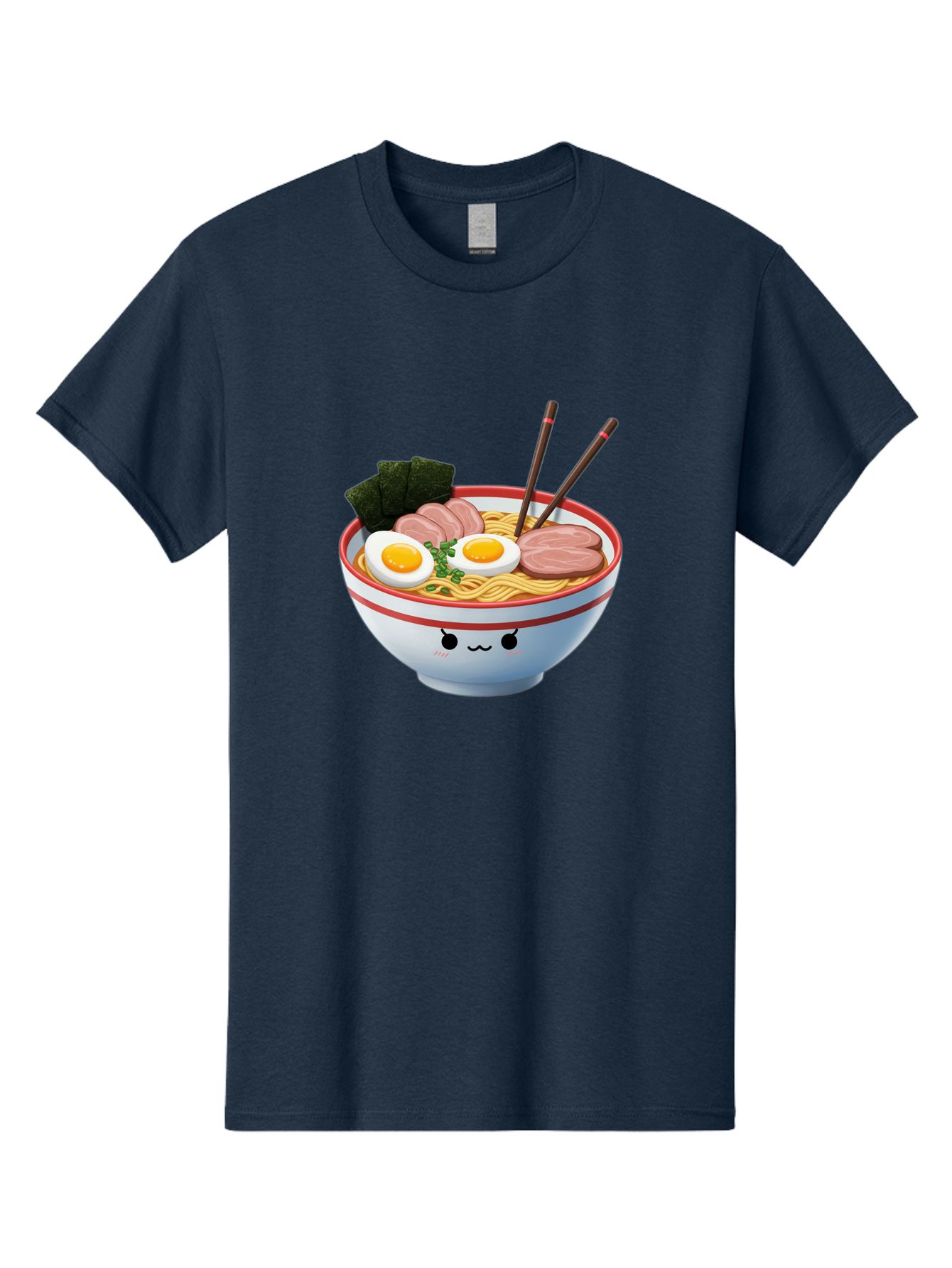 Ramen-Noodle-Bowl-1 Men'S Graphic Tee, 100% Cotton, Comfortable Casual Summer Wear, Machine Washable, Steaming Hot Ramen, Japanese Cuisine, Egg And Meat Toppings, Boiled Egg, Sliced Pork, Seaweed, Chopsticks, Kawaii Culture, Noodle Soup, Bab303