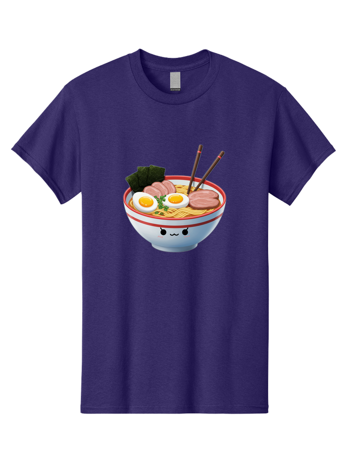 Ramen-Noodle-Bowl-1 Men'S Graphic Tee, 100% Cotton, Comfortable Casual Summer Wear, Machine Washable, Steaming Hot Ramen, Japanese Cuisine, Egg And Meat Toppings, Boiled Egg, Sliced Pork, Seaweed, Chopsticks, Kawaii Culture, Noodle Soup, Bab303