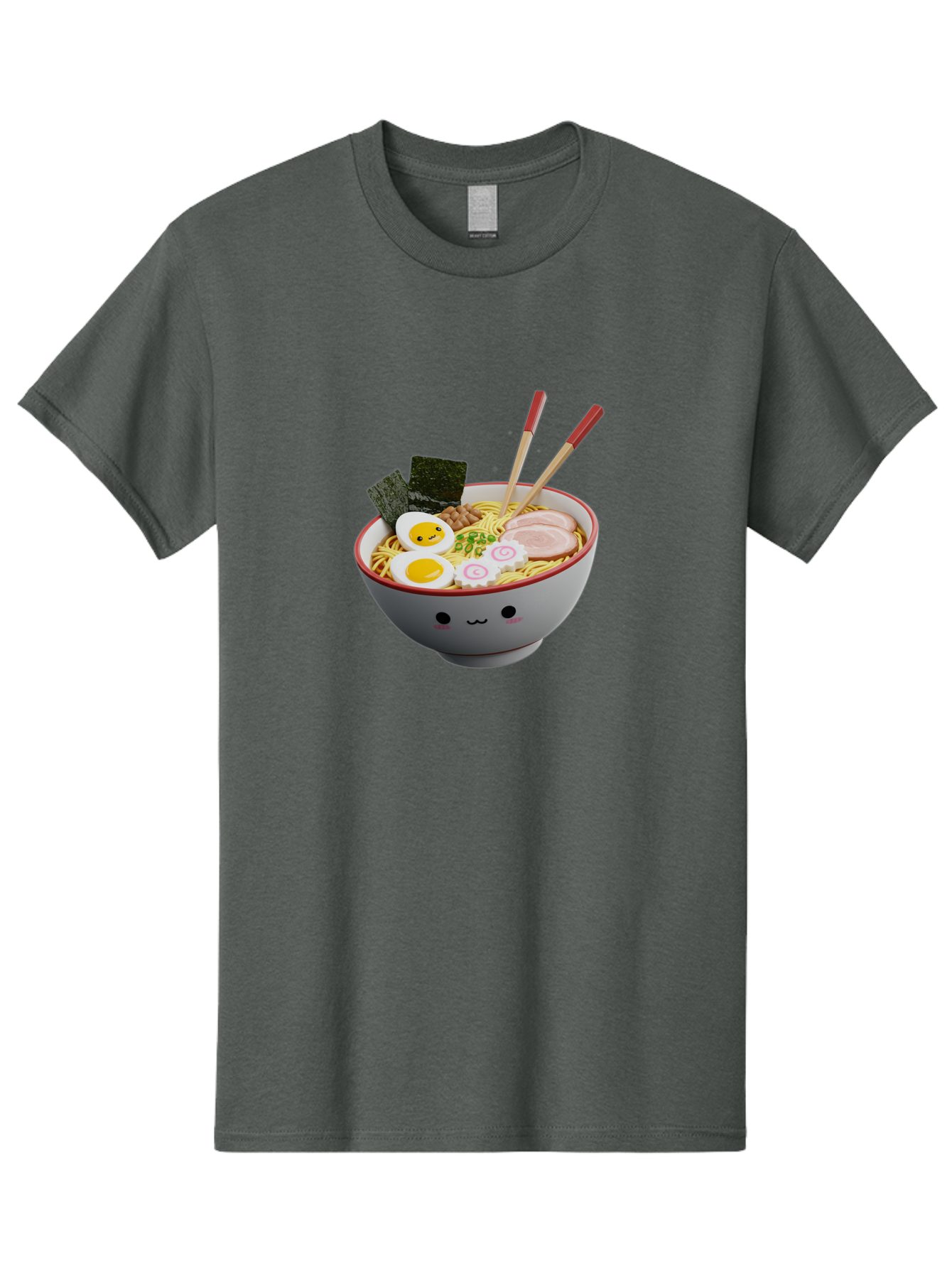 Ramen-Noodle-Bowl-2 Men'S Graphic Tee, 100% Cotton, Comfortable Casual Summer Wear, Machine Washable, Delicious Ramen, Steaming Hot Noodles, Boiled Egg, Sliced Pork, Seaweed, Chopsticks, Cartoon Bowl, Kawaii Food, Japanese Cuisine, Bab304