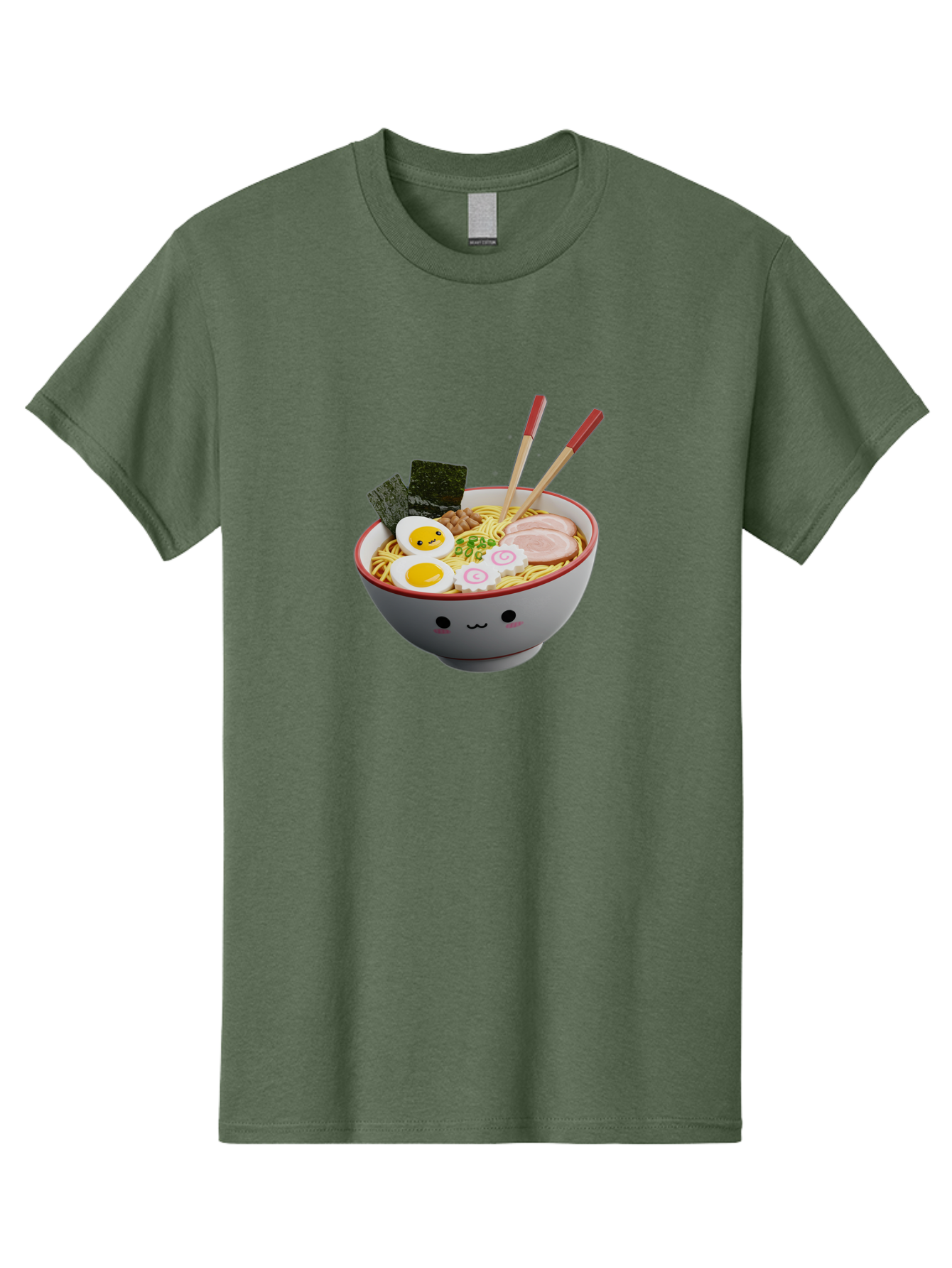 Ramen-Noodle-Bowl-2 Men'S Graphic Tee, 100% Cotton, Comfortable Casual Summer Wear, Machine Washable, Delicious Ramen, Steaming Hot Noodles, Boiled Egg, Sliced Pork, Seaweed, Chopsticks, Cartoon Bowl, Kawaii Food, Japanese Cuisine, Bab304