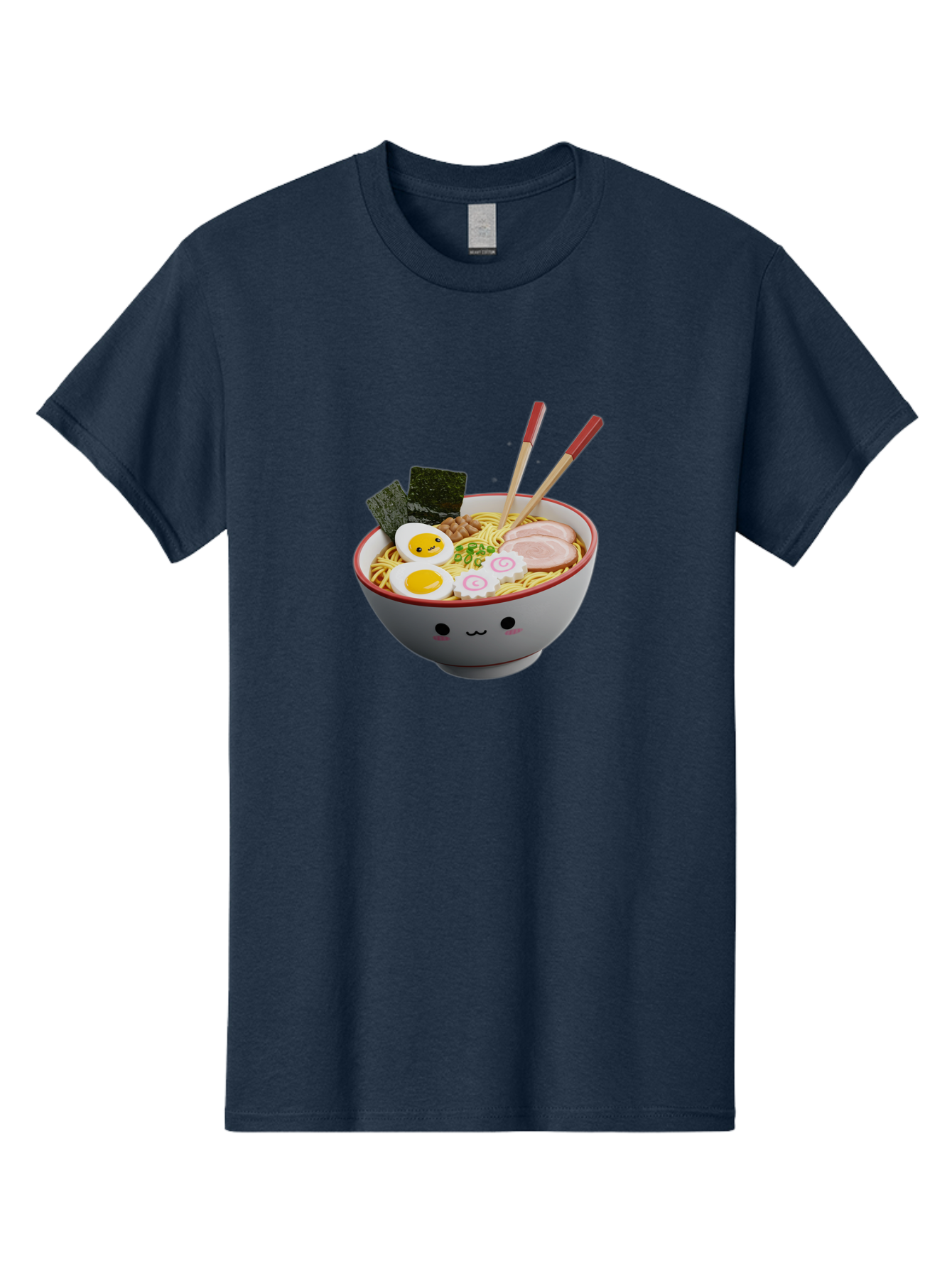 Ramen-Noodle-Bowl-2 Men'S Graphic Tee, 100% Cotton, Comfortable Casual Summer Wear, Machine Washable, Delicious Ramen, Steaming Hot Noodles, Boiled Egg, Sliced Pork, Seaweed, Chopsticks, Cartoon Bowl, Kawaii Food, Japanese Cuisine, Bab304