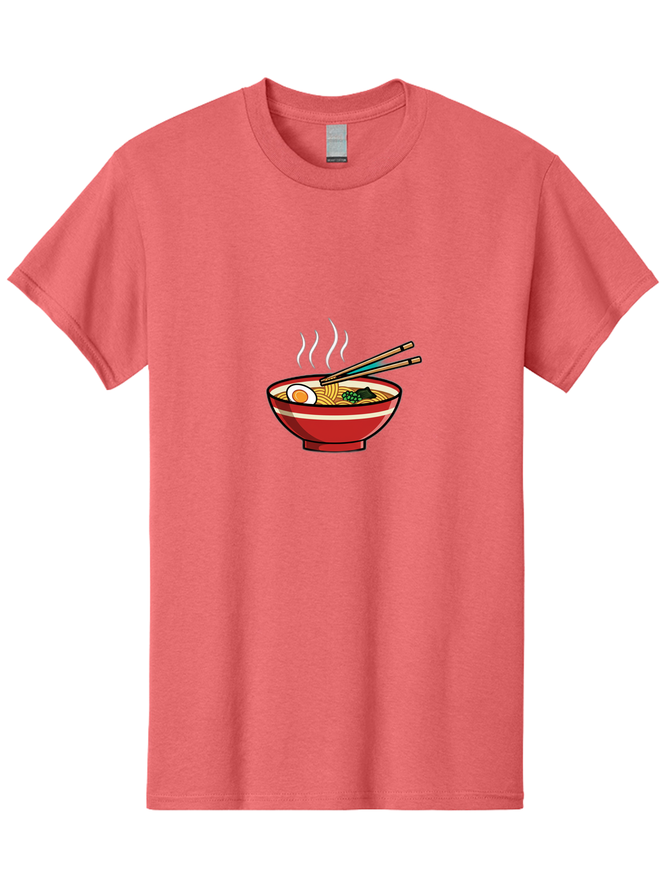 Ramen-Noodle-Bowl-4 Men'S Graphic Tee, 100% Cotton, Comfortable Casual Summer Wear, Machine Washable, Steaming Hot Ramen, Japanese Noodle Soup, Delicious Meal, Bowl Of Noodles, Chopsticks, Boiled Egg, Green Onions, Savory Dish, Asian Cuisine, Bab306