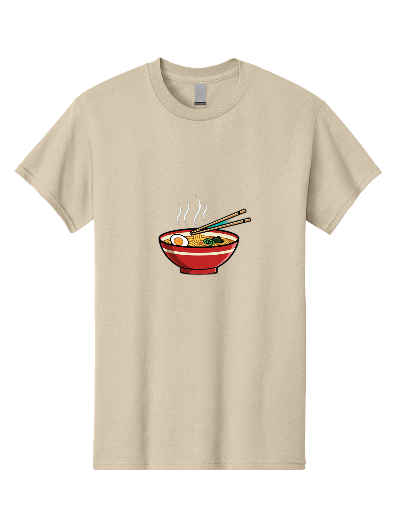 Ramen-Noodle-Bowl-4 Men'S Graphic Tee, 100% Cotton, Comfortable Casual Summer Wear, Machine Washable, Steaming Hot Ramen, Japanese Noodle Soup, Delicious Meal, Bowl Of Noodles, Chopsticks, Boiled Egg, Green Onions, Savory Dish, Asian Cuisine, Bab306