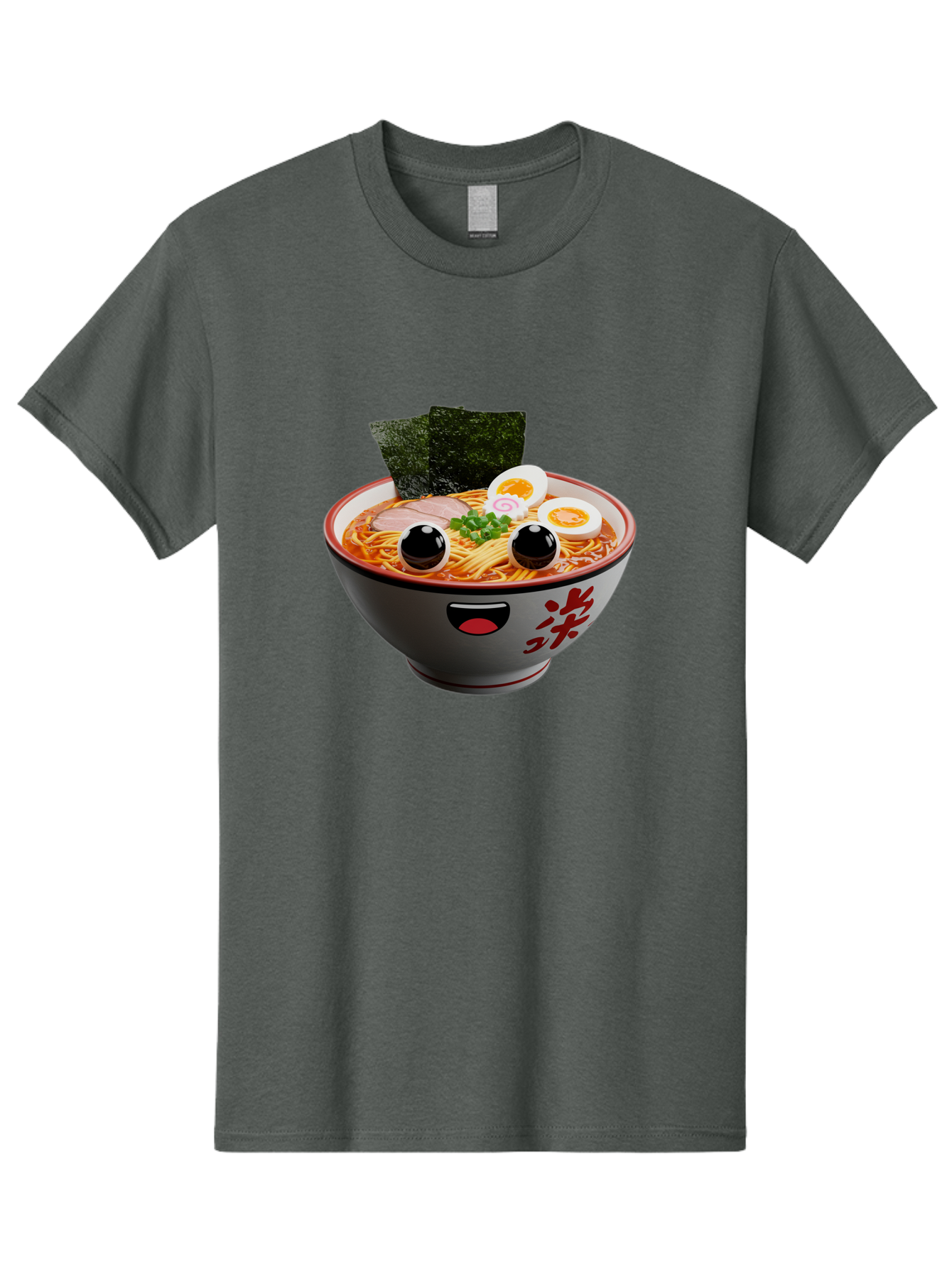 Ramen-Noodle Men'S Graphic Tee, 100% Cotton, Comfortable Casual Summer Wear, Machine Washable, Steaming Bowl Of Ramen, Japanese Cuisine, Noodle Soup, Sliced Pork, Boiled Egg, Green Onions, Seaweed, Cartoonish Illustration, Kawaii Food, Bab308