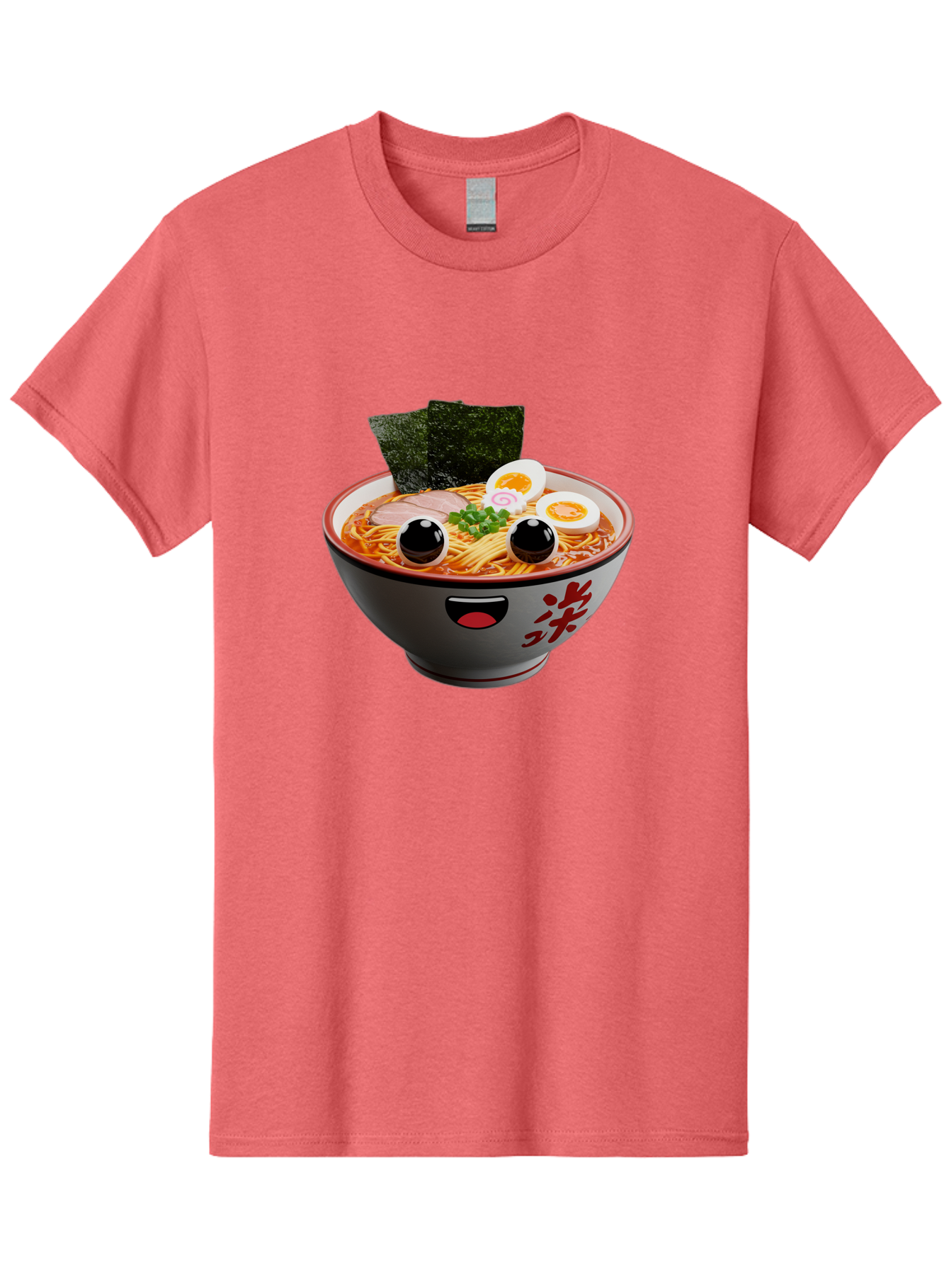 Ramen-Noodle Men'S Graphic Tee, 100% Cotton, Comfortable Casual Summer Wear, Machine Washable, Steaming Bowl Of Ramen, Japanese Cuisine, Noodle Soup, Sliced Pork, Boiled Egg, Green Onions, Seaweed, Cartoonish Illustration, Kawaii Food, Bab308
