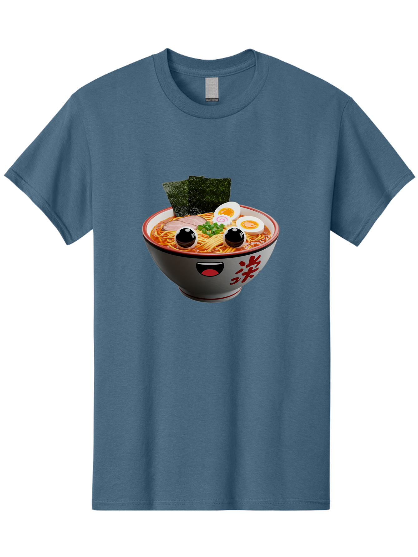 Ramen-Noodle Men'S Graphic Tee, 100% Cotton, Comfortable Casual Summer Wear, Machine Washable, Steaming Bowl Of Ramen, Japanese Cuisine, Noodle Soup, Sliced Pork, Boiled Egg, Green Onions, Seaweed, Cartoonish Illustration, Kawaii Food, Bab308