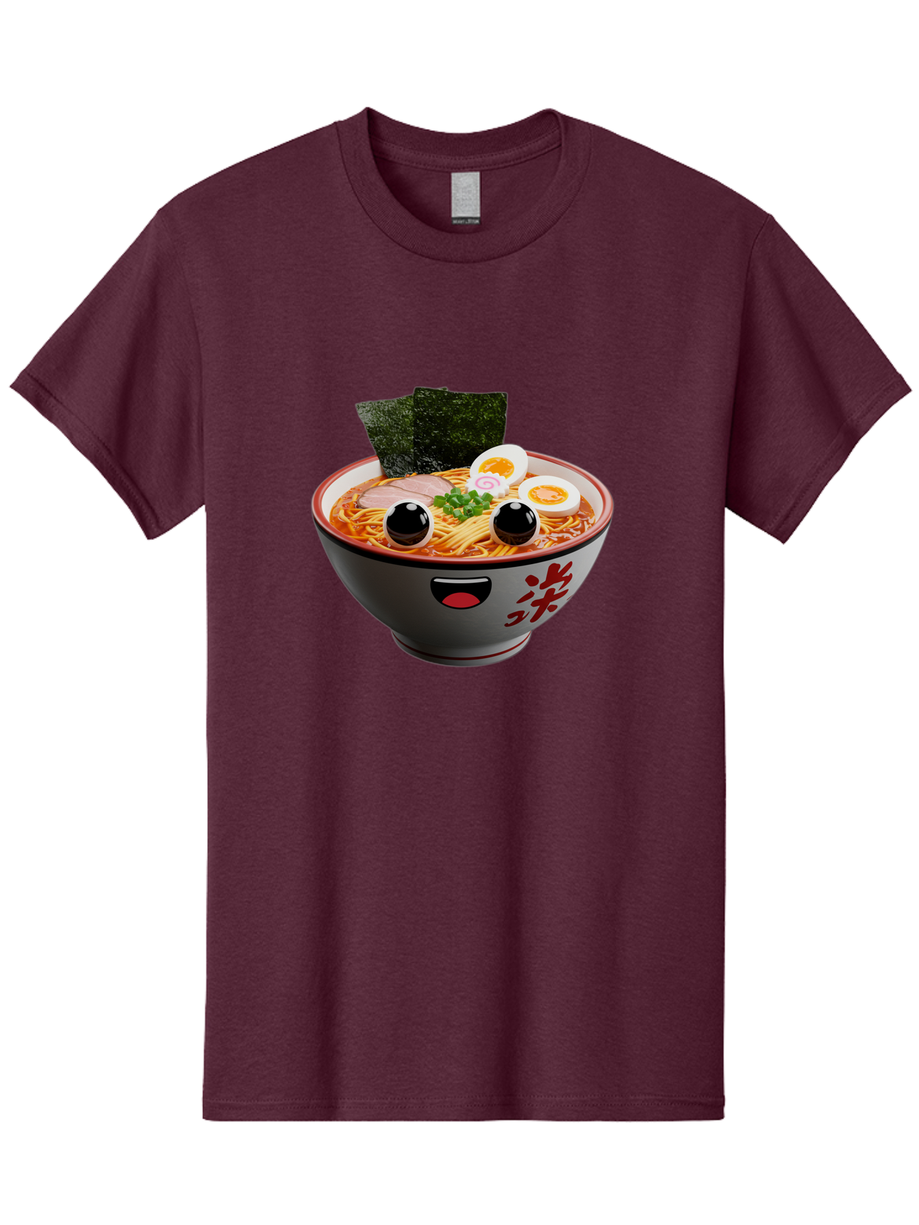 Ramen-Noodle Men'S Graphic Tee, 100% Cotton, Comfortable Casual Summer Wear, Machine Washable, Steaming Bowl Of Ramen, Japanese Cuisine, Noodle Soup, Sliced Pork, Boiled Egg, Green Onions, Seaweed, Cartoonish Illustration, Kawaii Food, Bab308