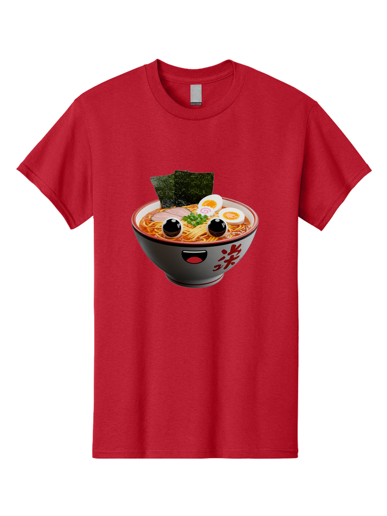 Ramen-Noodle Men'S Graphic Tee, 100% Cotton, Comfortable Casual Summer Wear, Machine Washable, Steaming Bowl Of Ramen, Japanese Cuisine, Noodle Soup, Sliced Pork, Boiled Egg, Green Onions, Seaweed, Cartoonish Illustration, Kawaii Food, Bab308