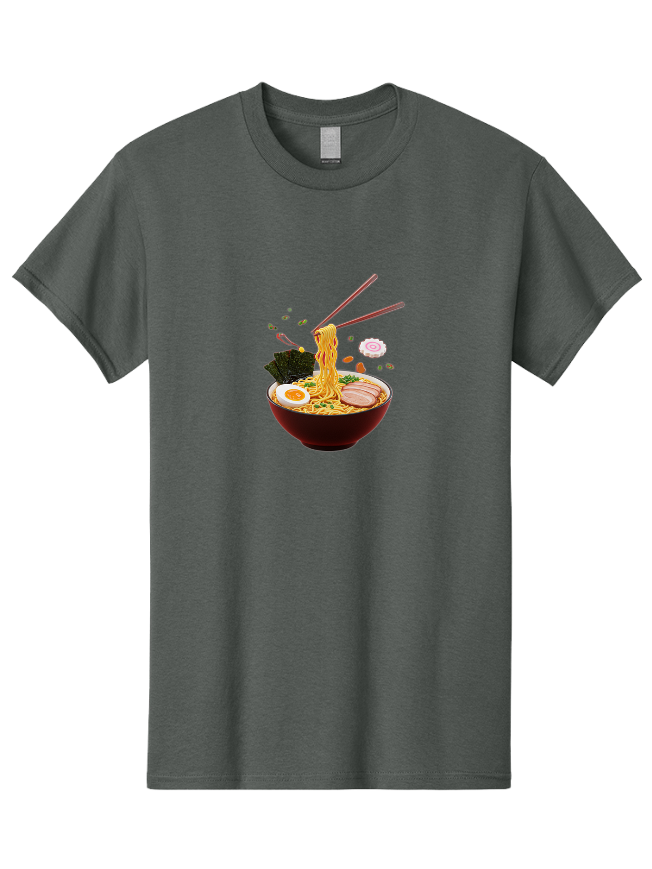 Ramen-Noodles-1 Men'S Graphic Tee, 100% Cotton, Comfortable Casual Summer Wear, Machine Washable, Bowl Of Ramen, Noodles, Sliced Egg, Seaweed, Pork Slices, Green Onions, Sesame Seeds, Chopsticks, Japanese Cuisine, Comfort Food, Savory Dish, Bab309