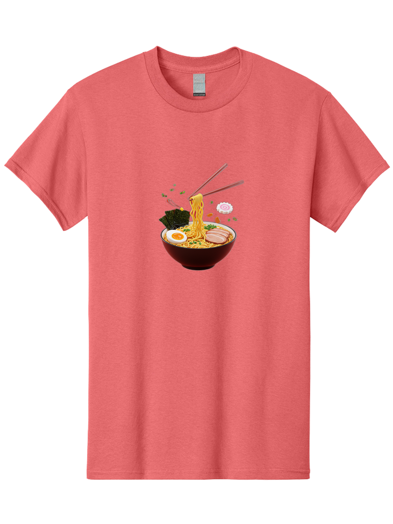 Ramen-Noodles-1 Men'S Graphic Tee, 100% Cotton, Comfortable Casual Summer Wear, Machine Washable, Bowl Of Ramen, Noodles, Sliced Egg, Seaweed, Pork Slices, Green Onions, Sesame Seeds, Chopsticks, Japanese Cuisine, Comfort Food, Savory Dish, Bab309