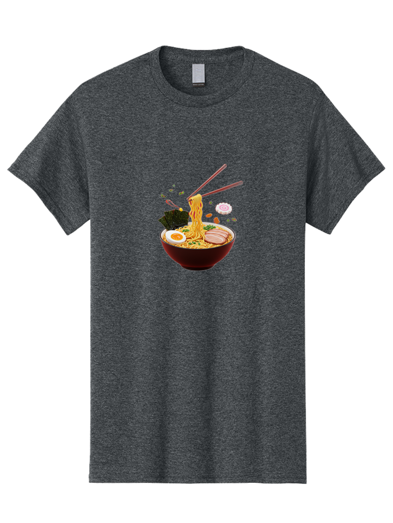 Ramen-Noodles-1 Men'S Graphic Tee, 100% Cotton, Comfortable Casual Summer Wear, Machine Washable, Bowl Of Ramen, Noodles, Sliced Egg, Seaweed, Pork Slices, Green Onions, Sesame Seeds, Chopsticks, Japanese Cuisine, Comfort Food, Savory Dish, Bab309
