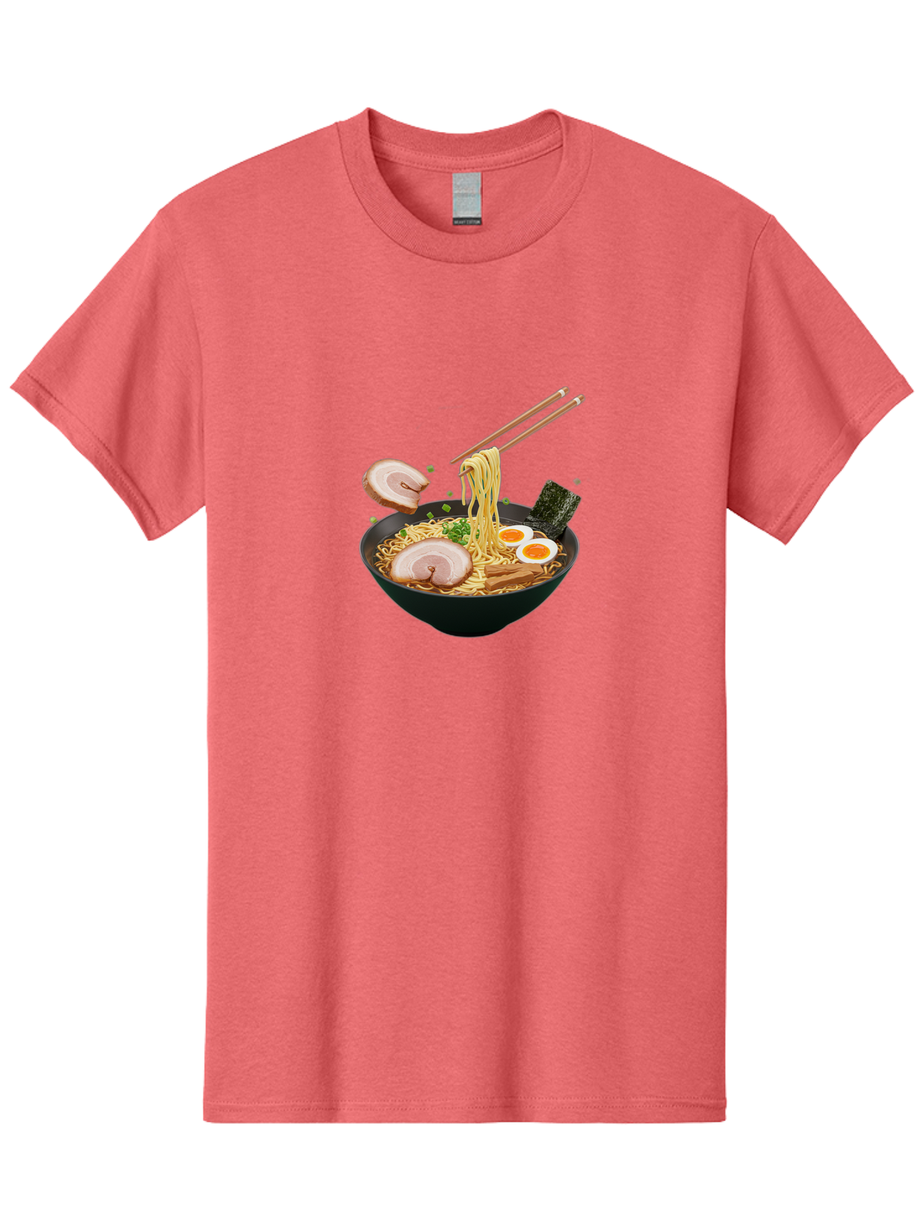 Ramen-Noodles-2 Men'S Graphic Tee, 100% Cotton, Comfortable Casual Summer Wear, Machine Washable, Ramen Noodles, Noodle Bowl, Japanese Cuisine, Pork Slices, Soft-Boiled Eggs, Seaweed, Bamboo Shoots, Chopsticks, Asian Food, Delicious Meal, Bab310