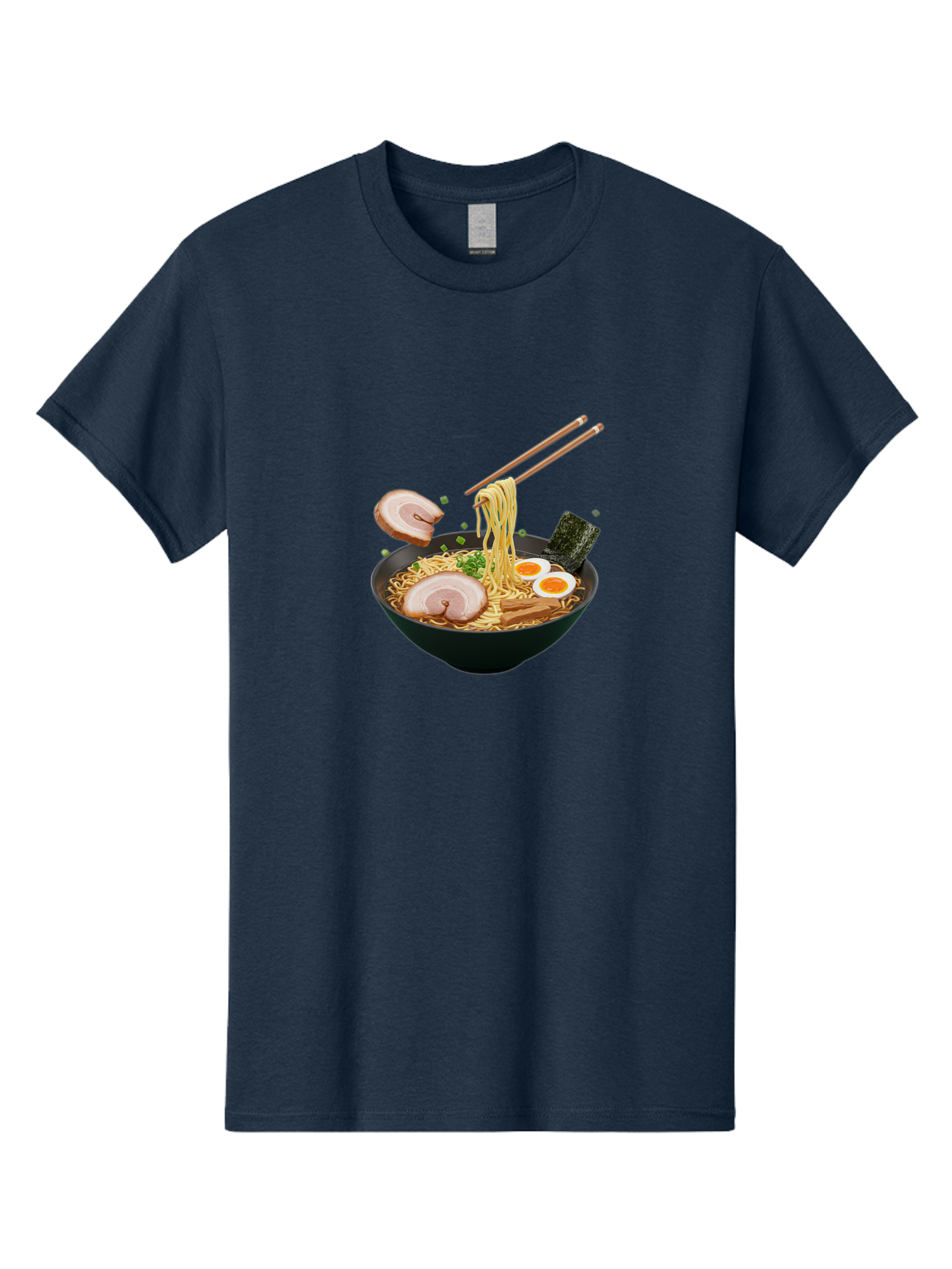 Ramen-Noodles-2 Men'S Graphic Tee, 100% Cotton, Comfortable Casual Summer Wear, Machine Washable, Ramen Noodles, Noodle Bowl, Japanese Cuisine, Pork Slices, Soft-Boiled Eggs, Seaweed, Bamboo Shoots, Chopsticks, Asian Food, Delicious Meal, Bab310