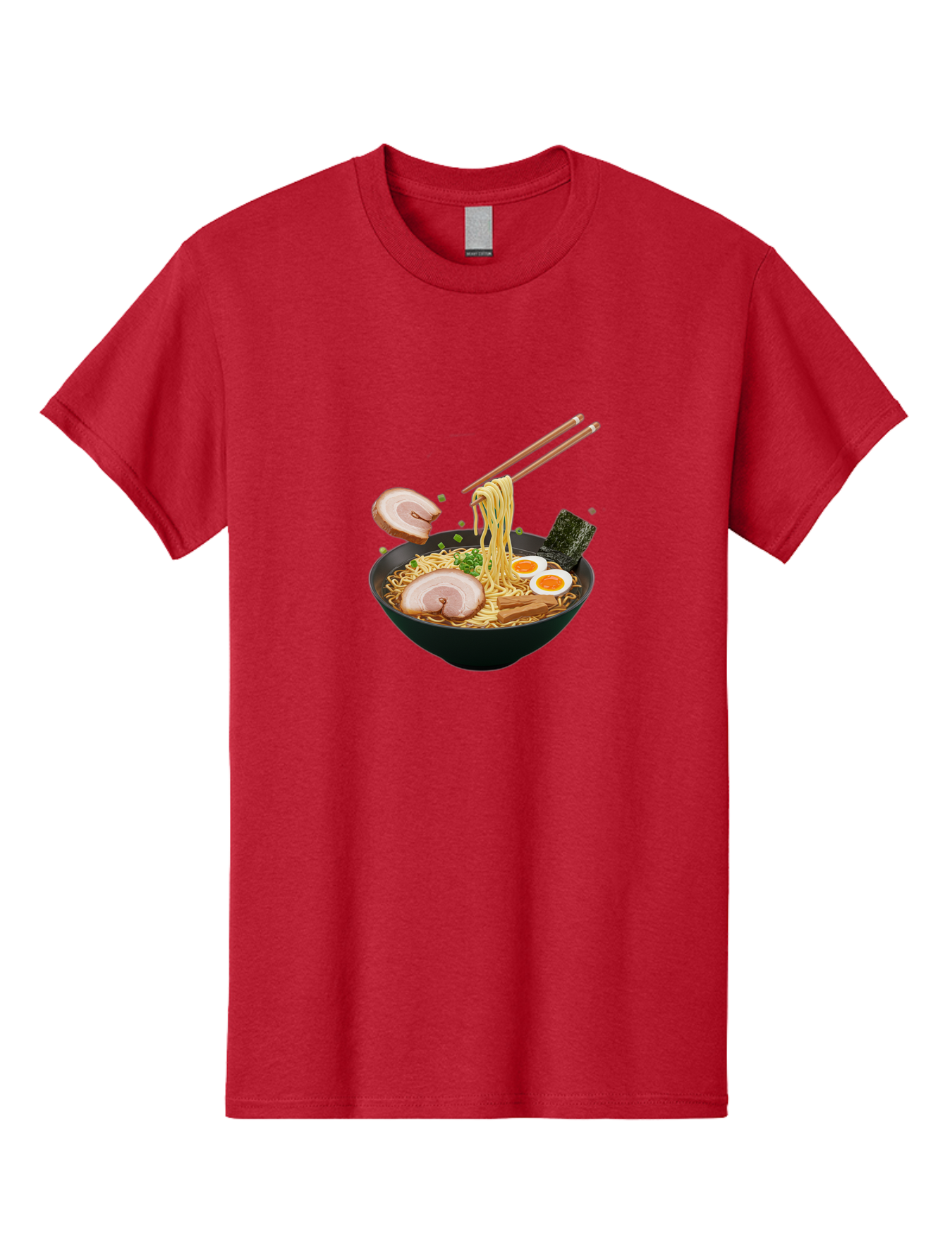 Ramen-Noodles-2 Men'S Graphic Tee, 100% Cotton, Comfortable Casual Summer Wear, Machine Washable, Ramen Noodles, Noodle Bowl, Japanese Cuisine, Pork Slices, Soft-Boiled Eggs, Seaweed, Bamboo Shoots, Chopsticks, Asian Food, Delicious Meal, Bab310