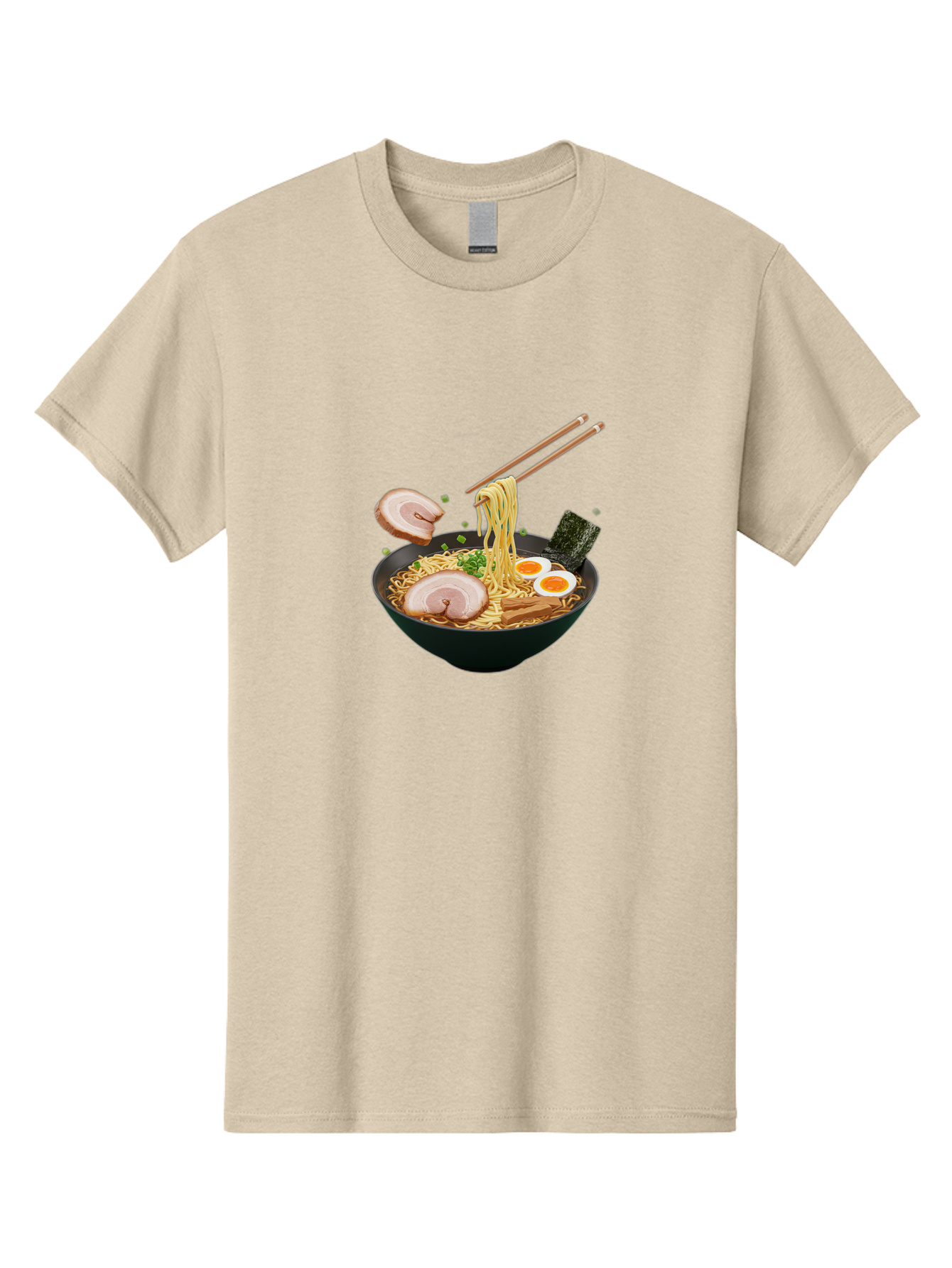 Ramen-Noodles-2 Men'S Graphic Tee, 100% Cotton, Comfortable Casual Summer Wear, Machine Washable, Ramen Noodles, Noodle Bowl, Japanese Cuisine, Pork Slices, Soft-Boiled Eggs, Seaweed, Bamboo Shoots, Chopsticks, Asian Food, Delicious Meal, Bab310