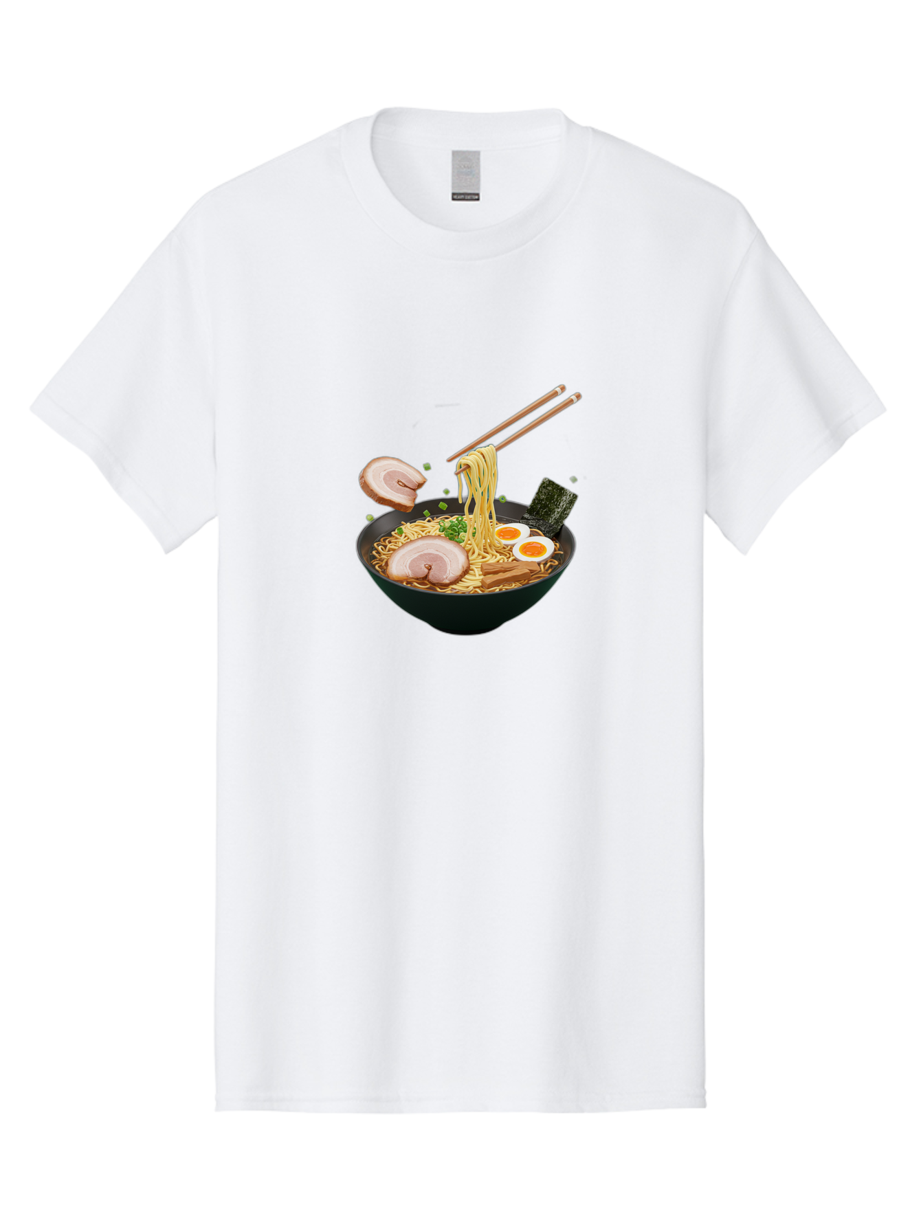 Ramen-Noodles-2 Men'S Graphic Tee, 100% Cotton, Comfortable Casual Summer Wear, Machine Washable, Ramen Noodles, Noodle Bowl, Japanese Cuisine, Pork Slices, Soft-Boiled Eggs, Seaweed, Bamboo Shoots, Chopsticks, Asian Food, Delicious Meal, Bab310