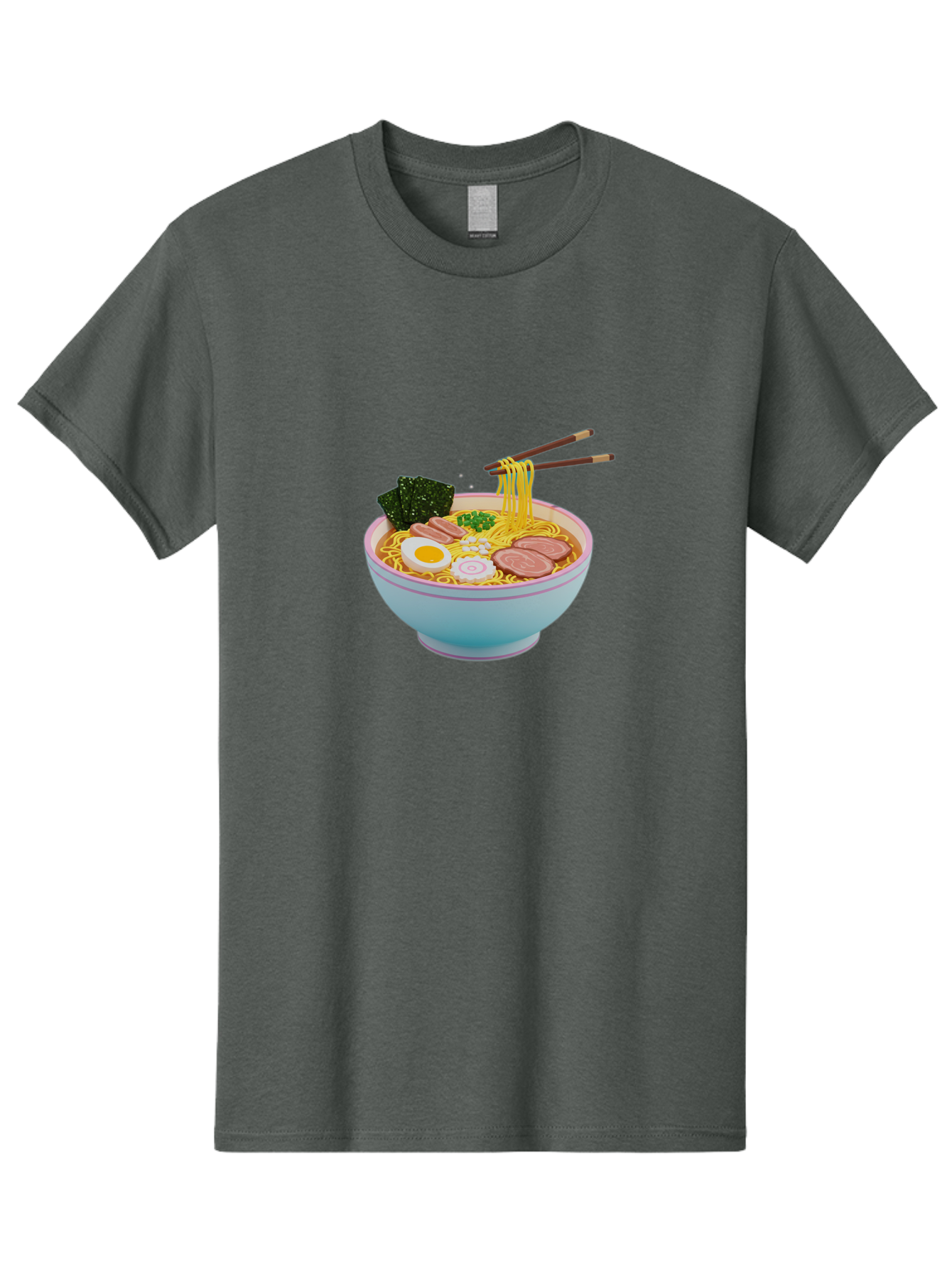 Ramen-Noodles-3 Men'S Graphic Tee, 100% Cotton, Comfortable Casual Summer Wear, Machine Washable, Ramen Noodles, Boiled Egg, Sliced Meat, Seaweed, Green Onions, Savory Broth, Asian Cuisine, Comfort Food, Noodle Soup, Chopsticks, Japanese Dish Bab311