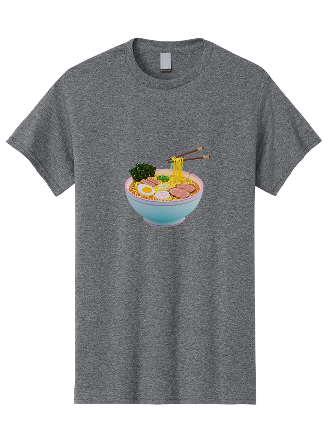 Ramen-Noodles-3 Men'S Graphic Tee, 100% Cotton, Comfortable Casual Summer Wear, Machine Washable, Ramen Noodles, Boiled Egg, Sliced Meat, Seaweed, Green Onions, Savory Broth, Asian Cuisine, Comfort Food, Noodle Soup, Chopsticks, Japanese Dish Bab311