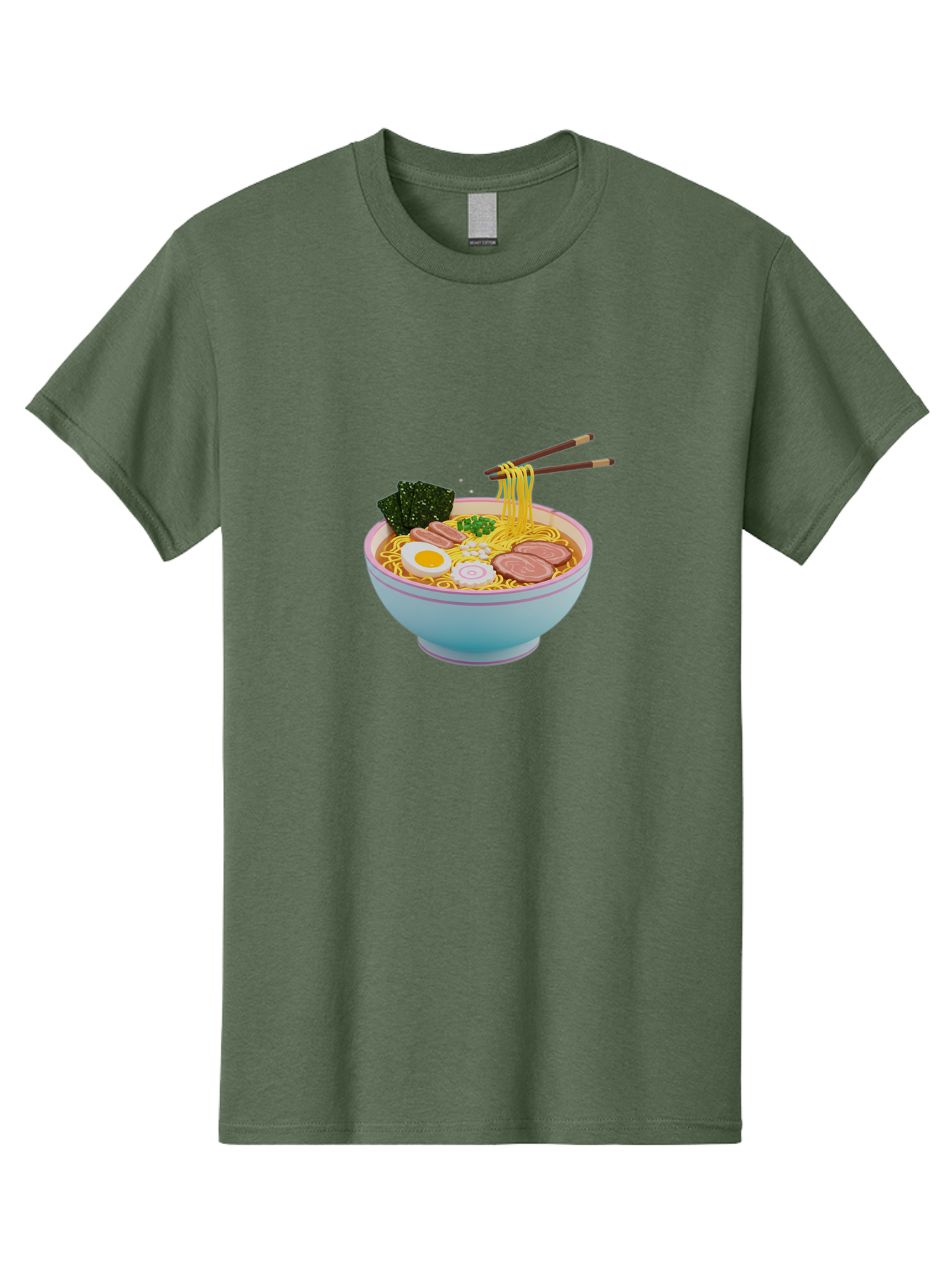 Ramen-Noodles-3 Men'S Graphic Tee, 100% Cotton, Comfortable Casual Summer Wear, Machine Washable, Ramen Noodles, Boiled Egg, Sliced Meat, Seaweed, Green Onions, Savory Broth, Asian Cuisine, Comfort Food, Noodle Soup, Chopsticks, Japanese Dish Bab311