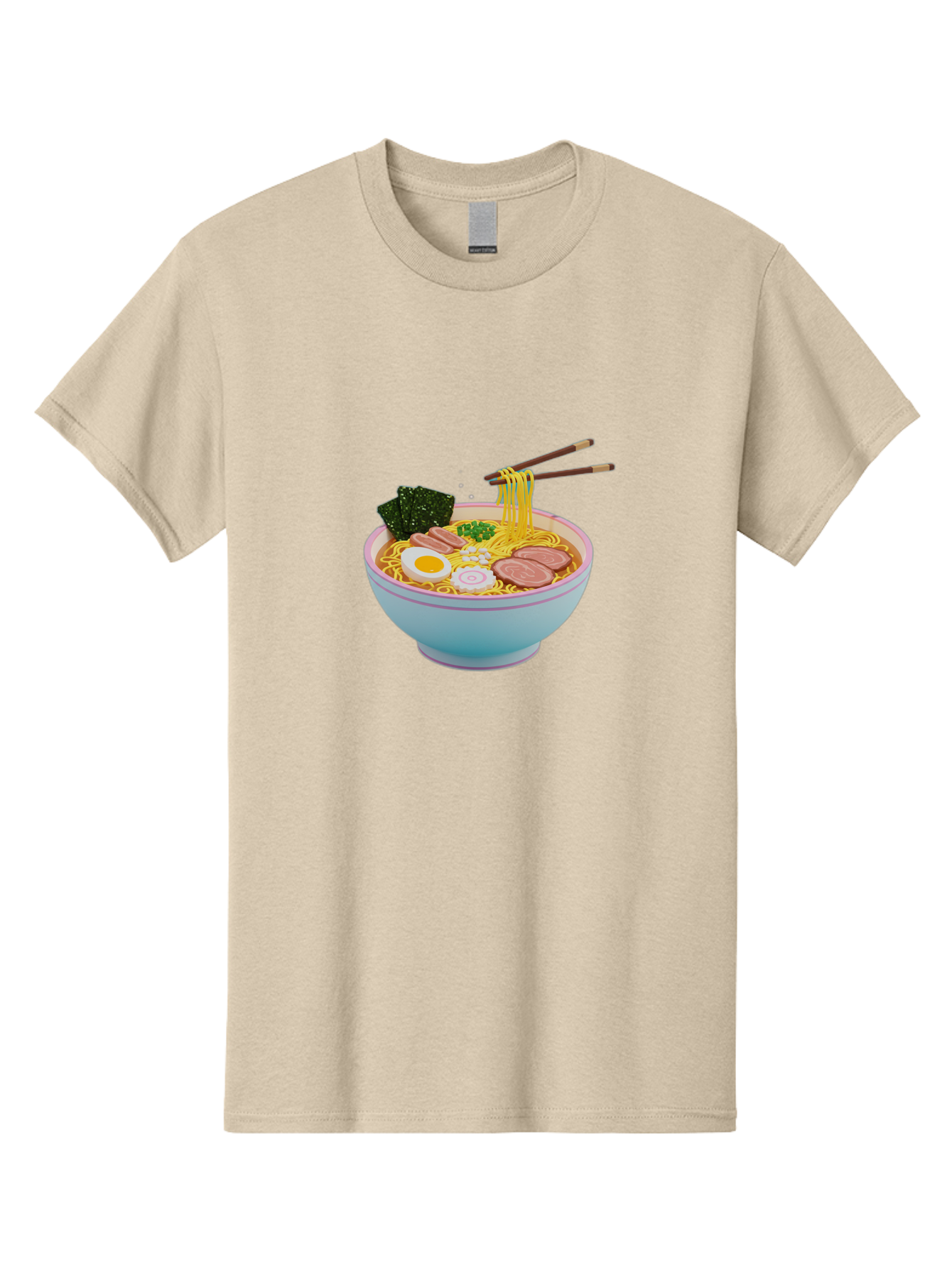 Ramen-Noodles-3 Men'S Graphic Tee, 100% Cotton, Comfortable Casual Summer Wear, Machine Washable, Ramen Noodles, Boiled Egg, Sliced Meat, Seaweed, Green Onions, Savory Broth, Asian Cuisine, Comfort Food, Noodle Soup, Chopsticks, Japanese Dish Bab311